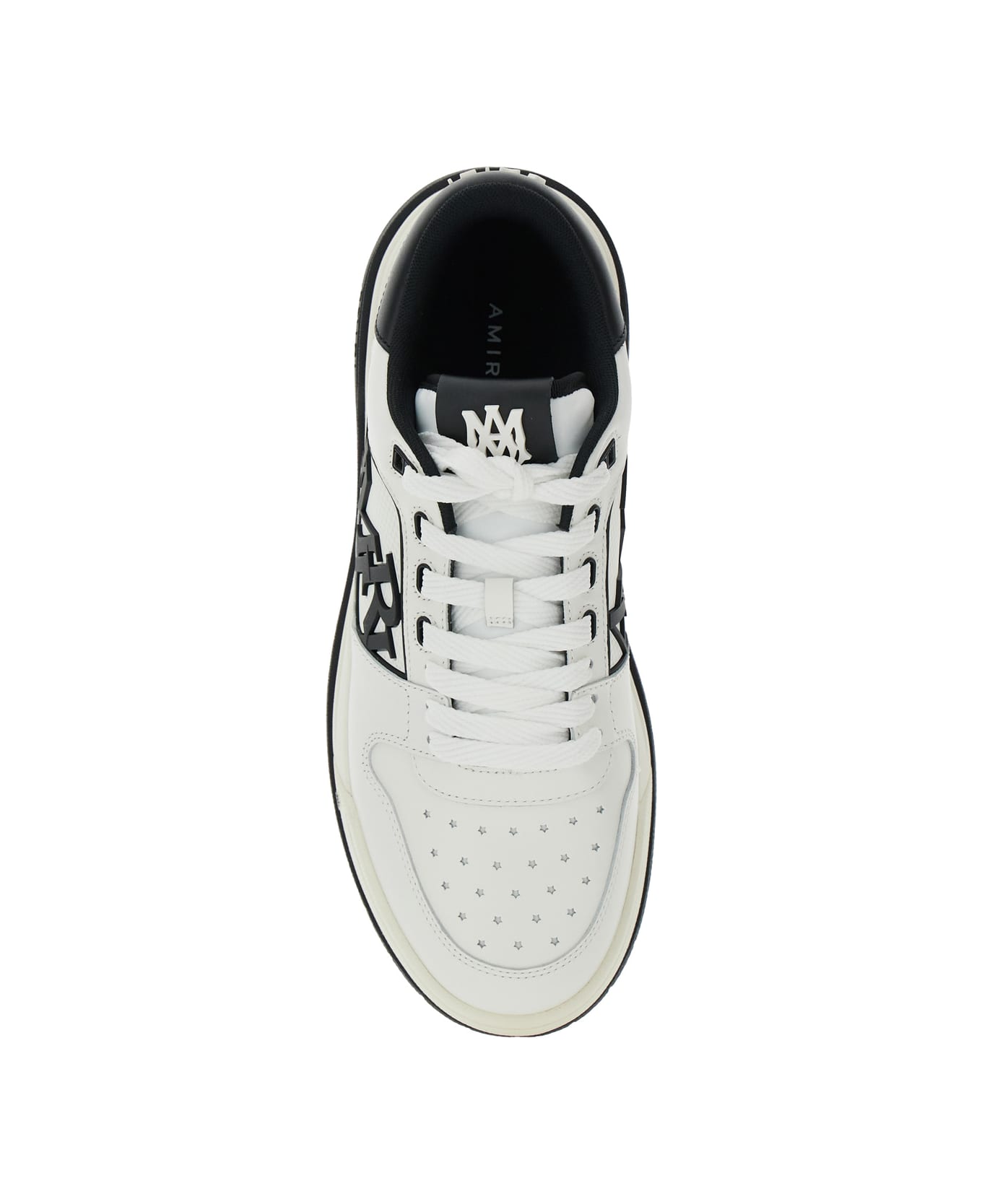 AMIRI White Low Top Sneakers With Logo Patch On The Side And Contrasting Heel With Logo Lettering In Leather Man - White