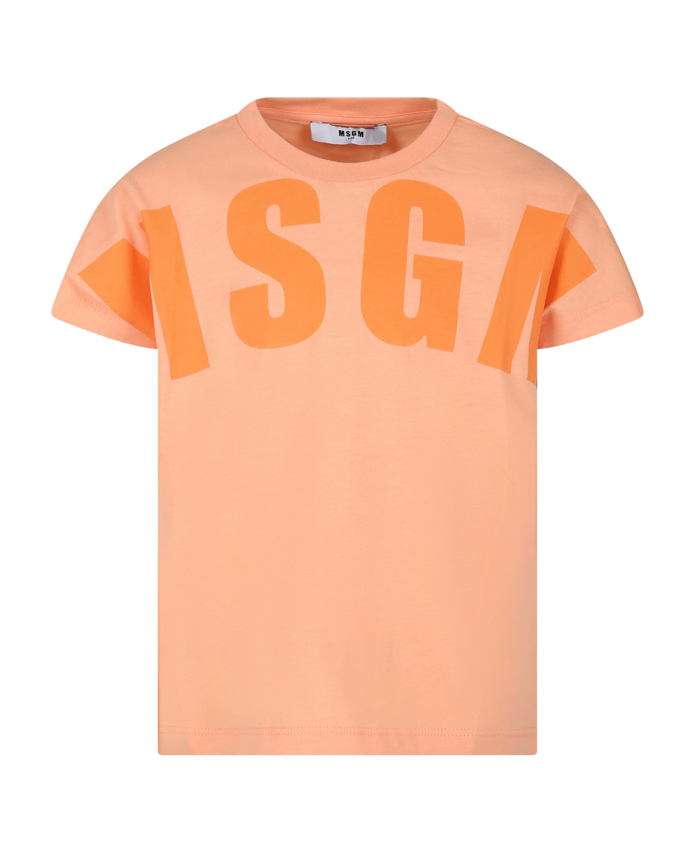 MSGM Orange T-shirt For Kids With Logo - Orange