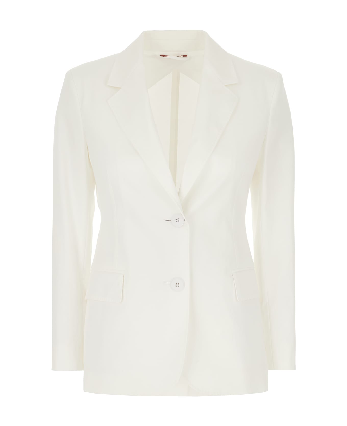 Max Mara Studio White Stretch Cotton Blazer - Bianco