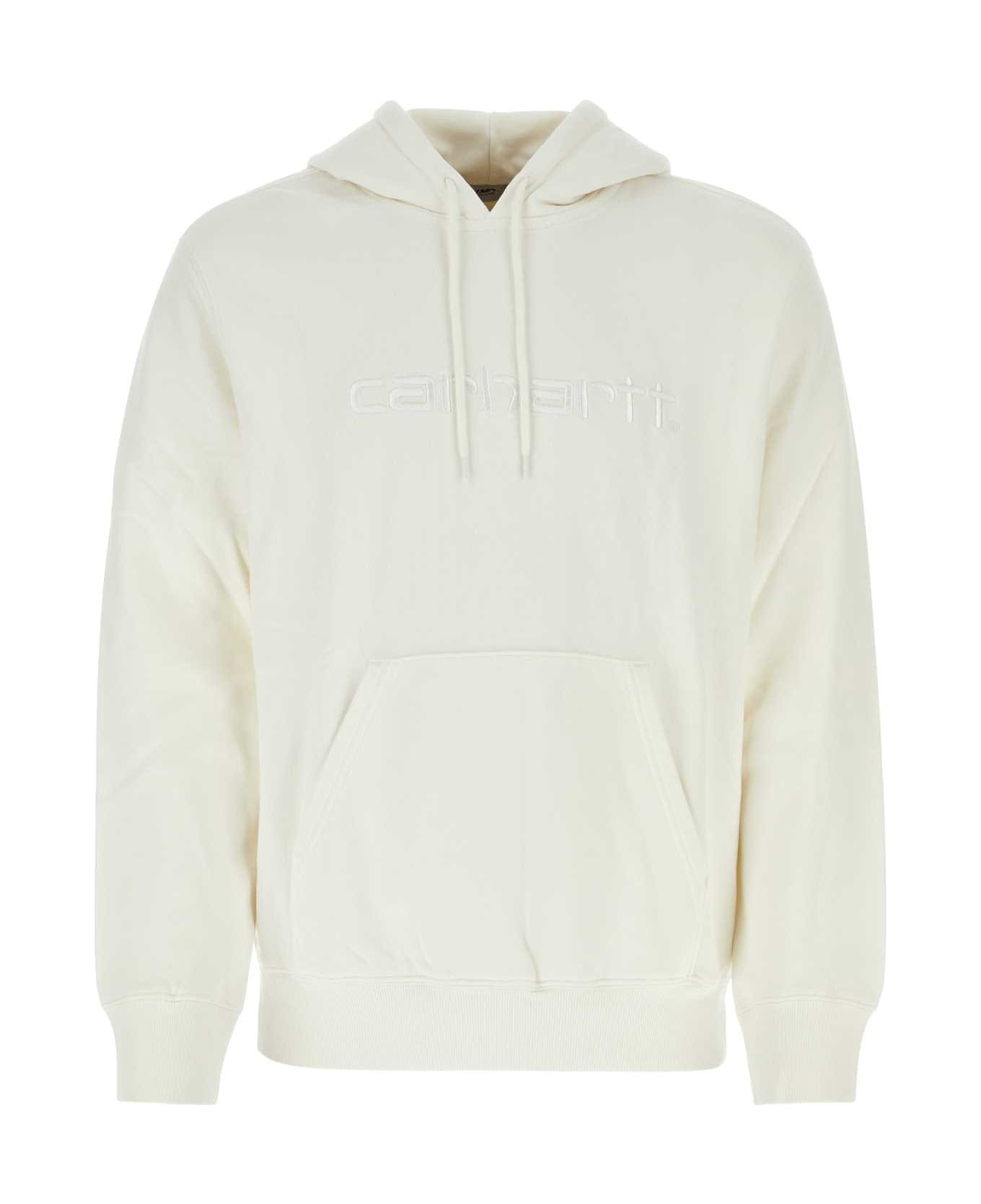 Carhartt White Cotton Hooded Duster Sweatshirt - WAXGARMENTDYED