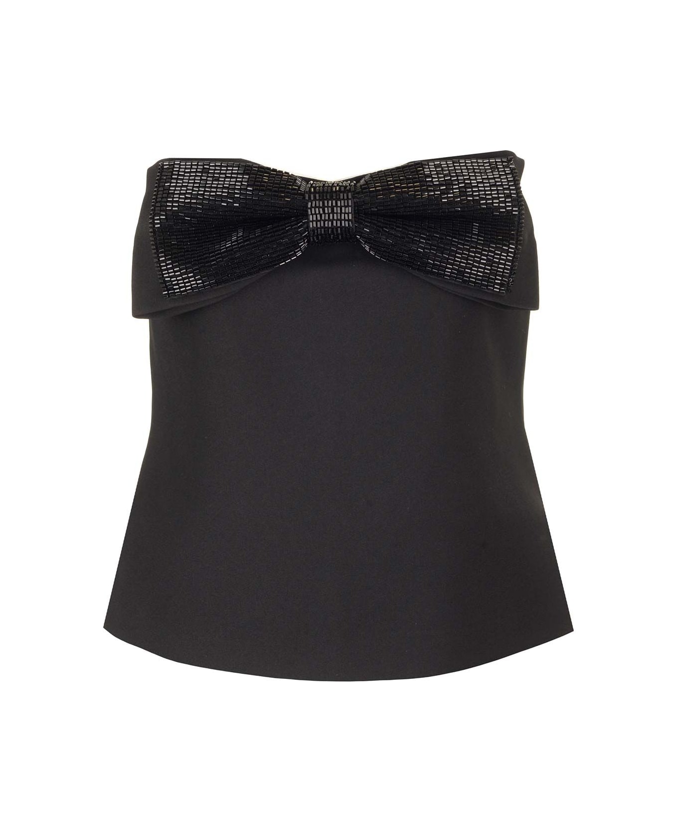self-portrait Bow Bandeau Top - Black