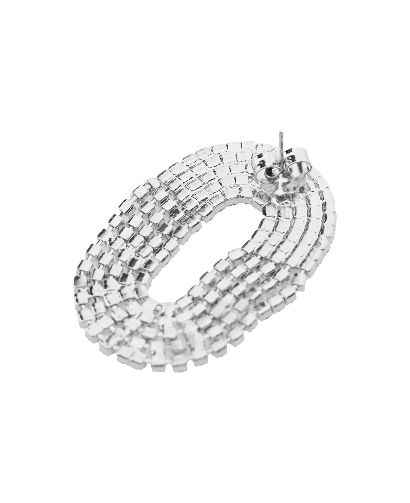 Silvia Gnecchi 
liberty One
 Metallic Earings With Rear Closure And Oval Shape In Silver Pleated Brass Woman - Metallic