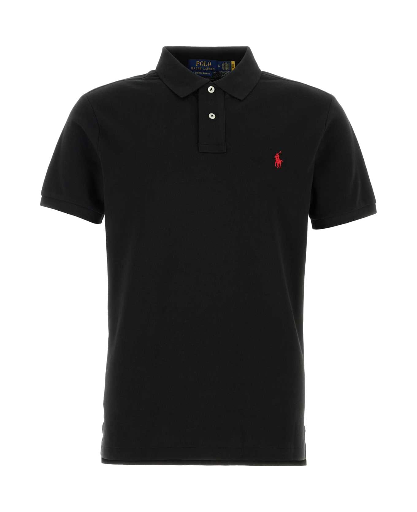 Polo Ralph Lauren Black Piquet Polo Shirt - 001