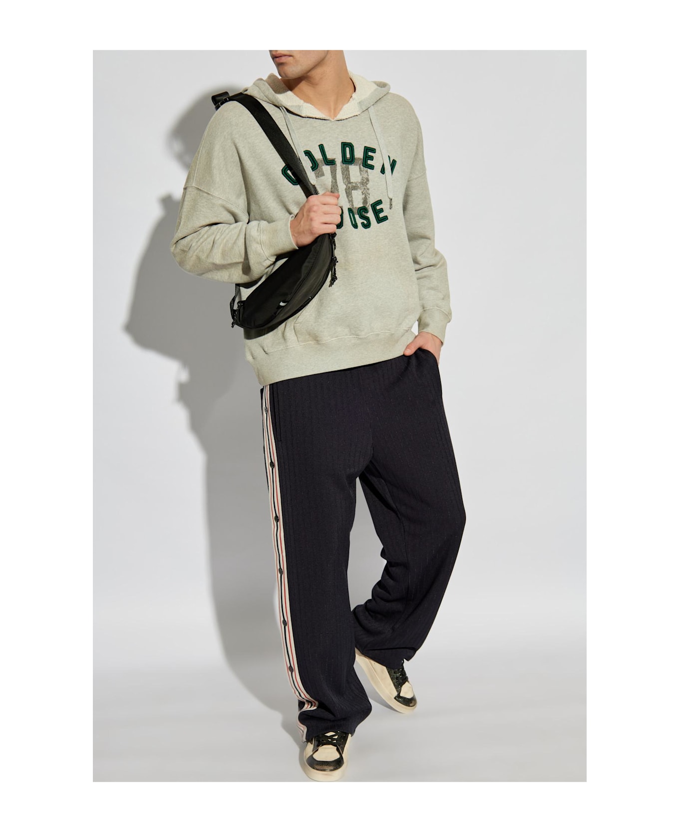 Golden Goose Pants With Side Stripes - Blue