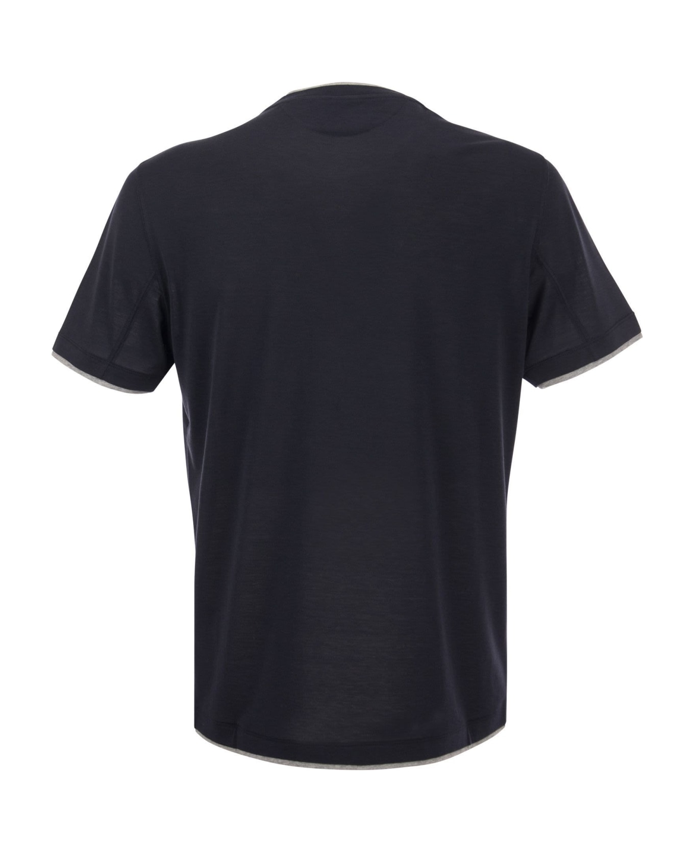 Brunello Cucinelli Layered-effect T-shirt In Silk And Cotton - Blue シャツ
