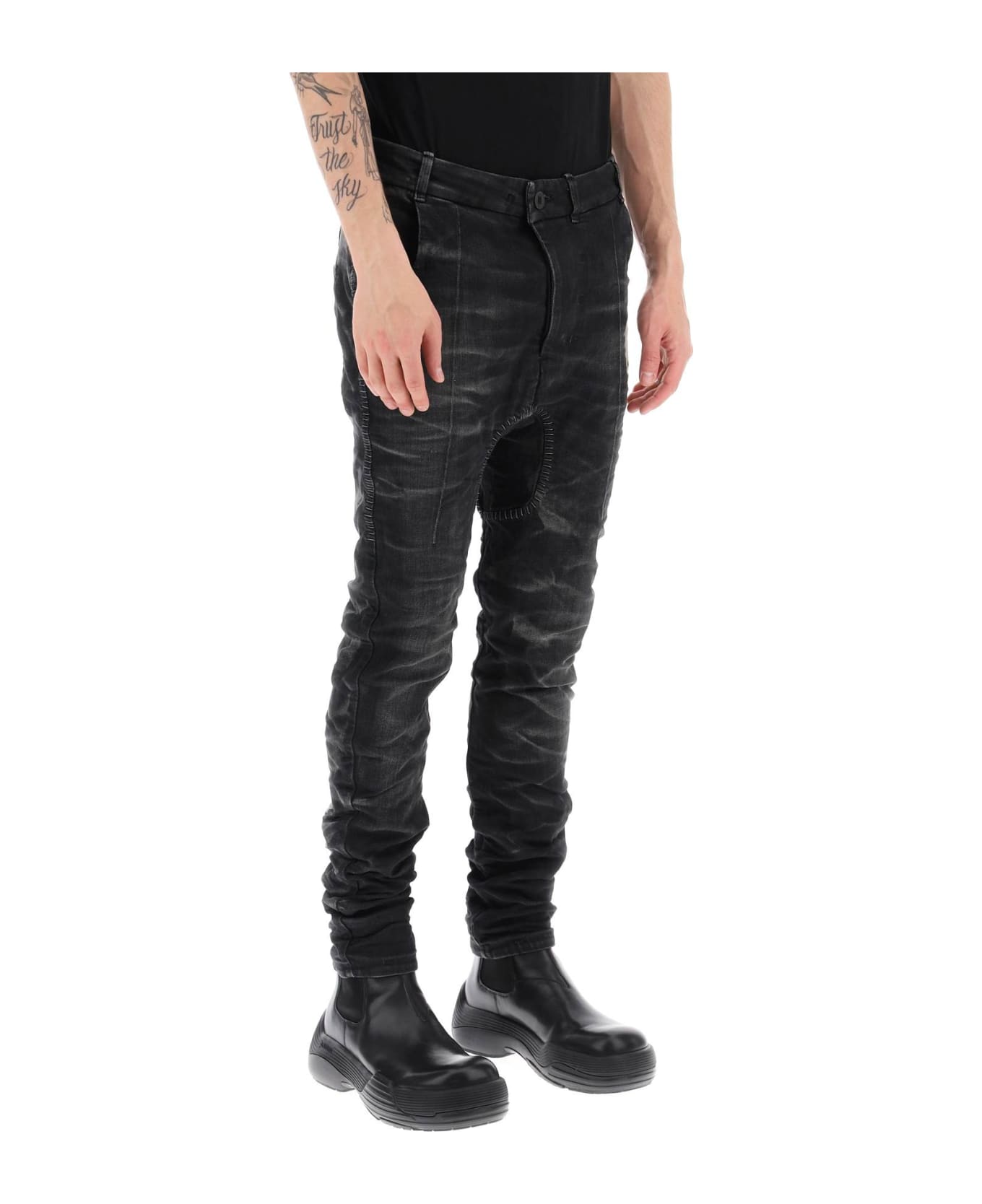 Boris Bidjan Saberi Stone Washed Jeans With Used Effect - BLACK DENIM (Black)