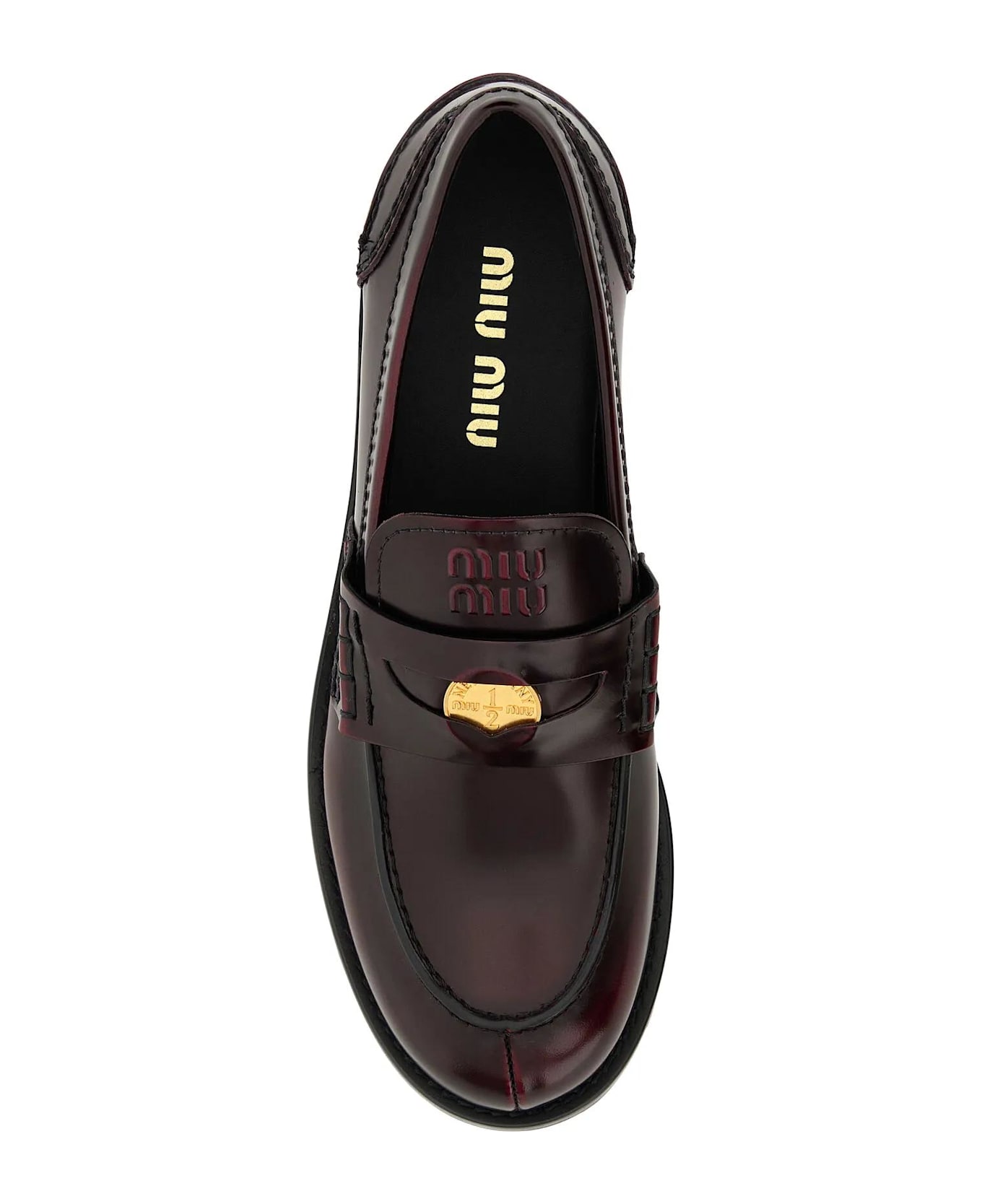 Miu Miu Tyrian Purple Leather Loafers - Porpora