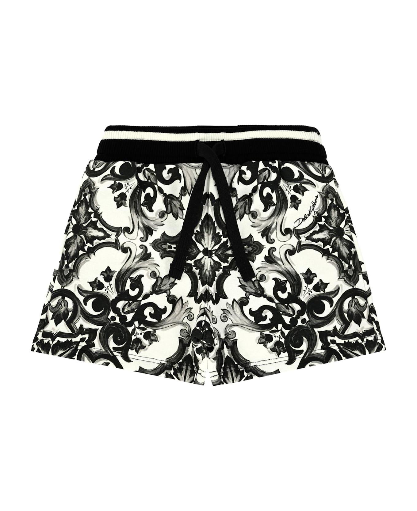 Dolce 
Gabbana Black Shorts For Baby Boy With Majolica Print - Black