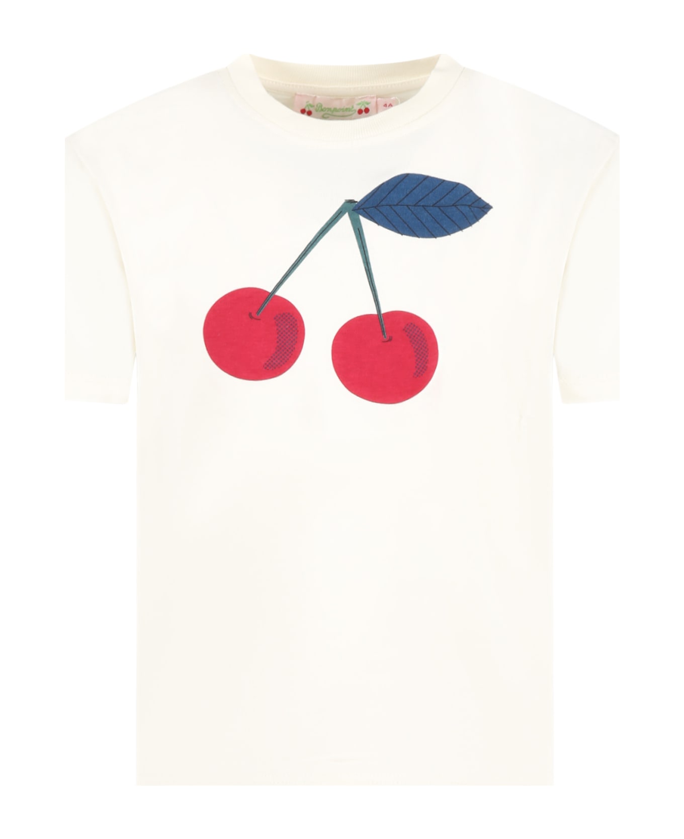 Bonpoint Ivory T-shirt For Girl With Cherries - White