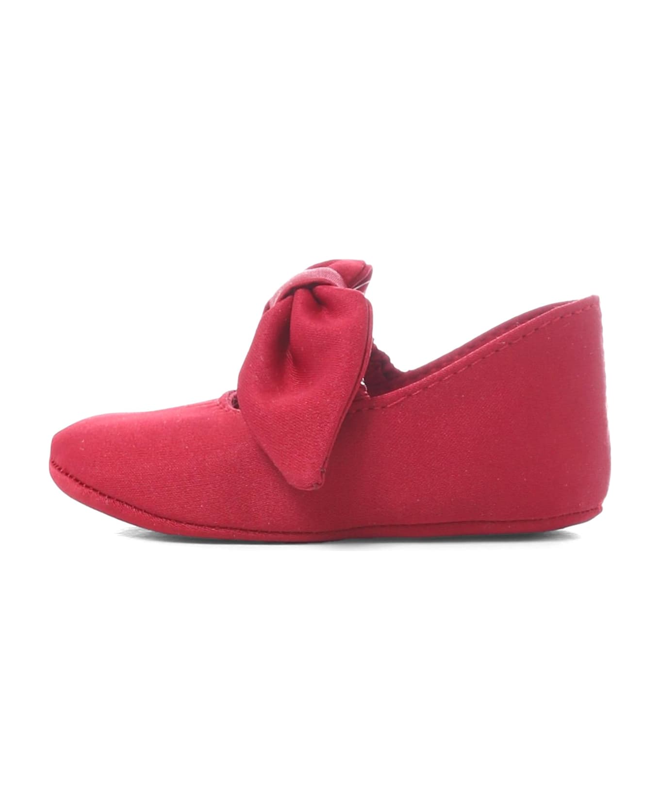 Monnalisa Red Ballet Flat For Baby Girl With Bow - Red
