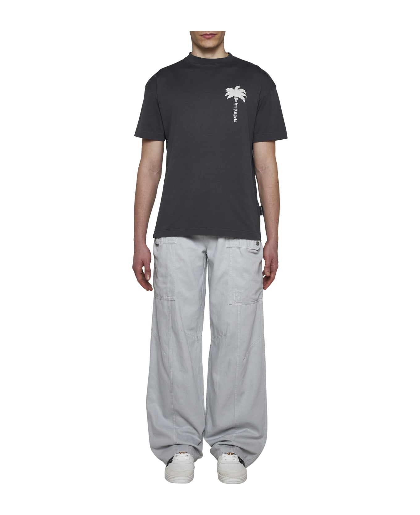 Palm Angels Wide-leg Mid-rise Trousers - Light grey light