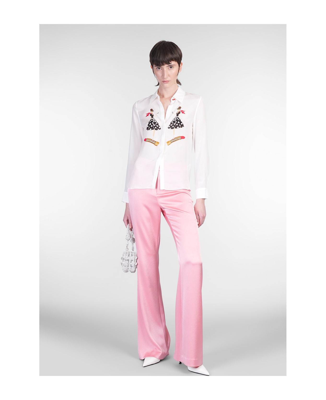 Alice + Olivia Willa Shirt In White Silk - white