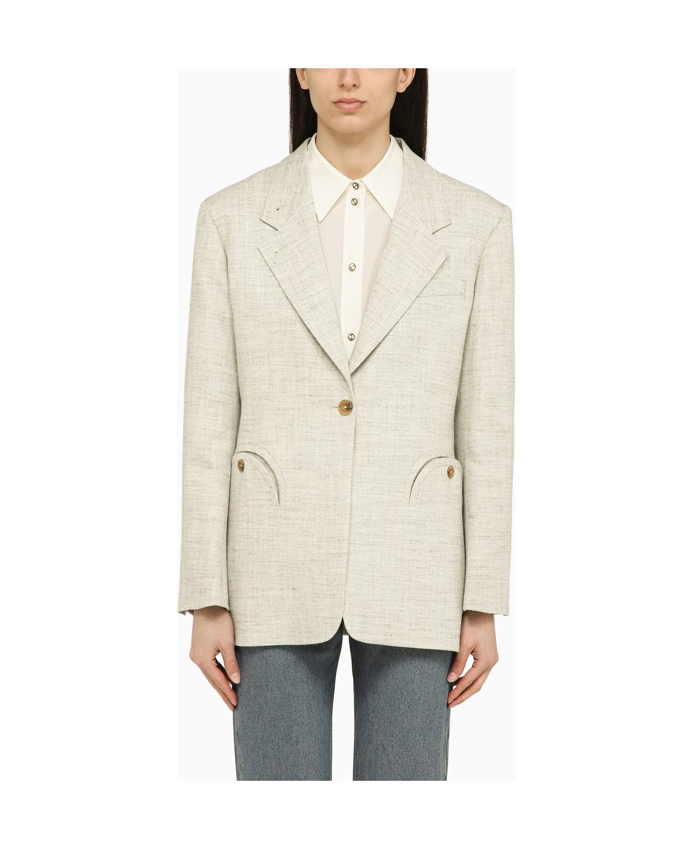 Blazé Milano Light Grey Silk-blend Daisy Laluna Jacket. - Grey