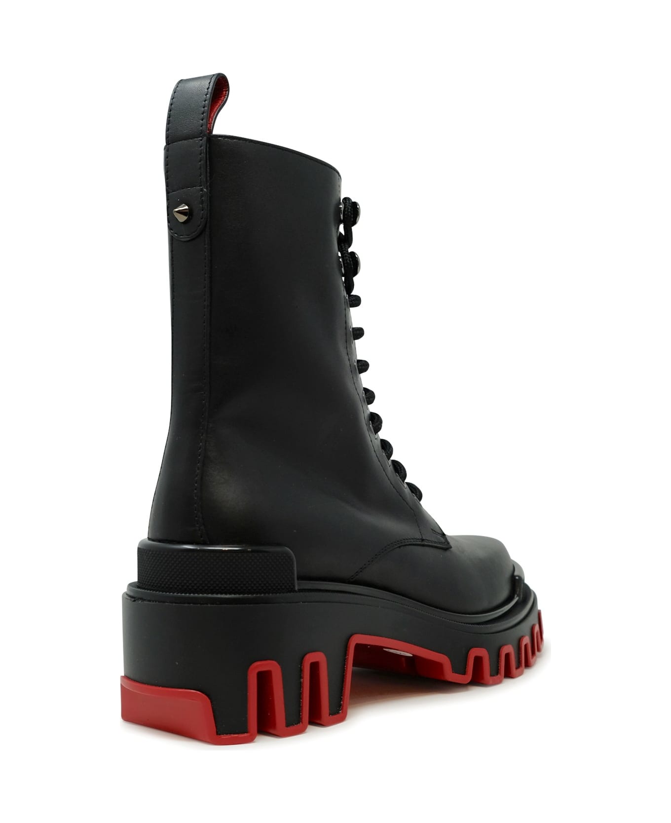 Christian Louboutin Black Calf Leather Dune Trott Alta Flat Low Boots - BLACK