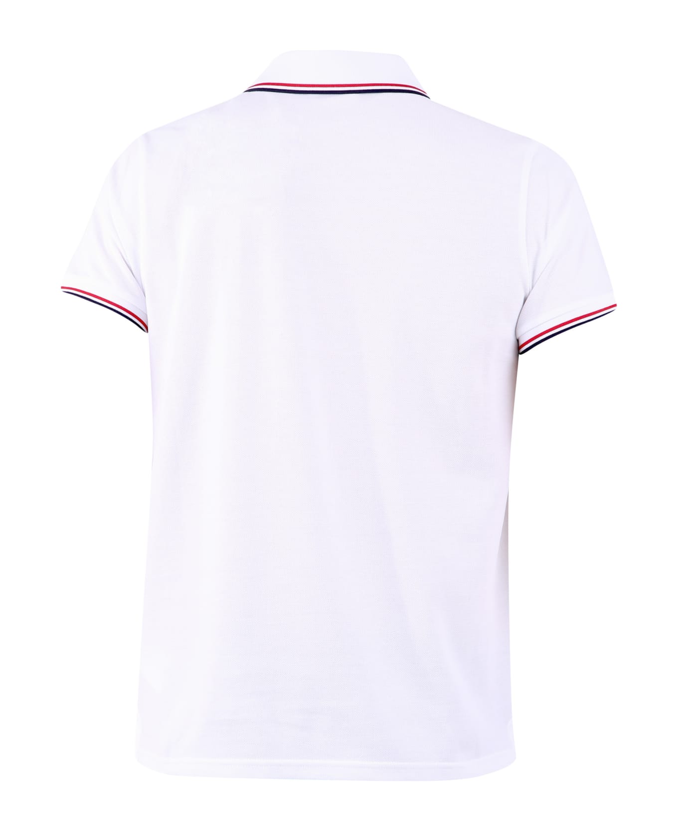 Moncler White Short-sleeved Polo With Embroidered Logo - White