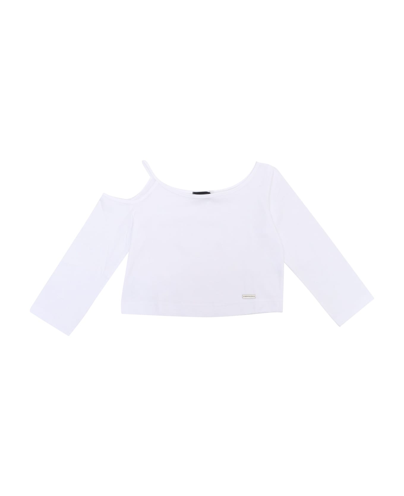 Monnalisa Long Sleeved White T-shirt - WHITE Tシャツ＆ポロシャツ