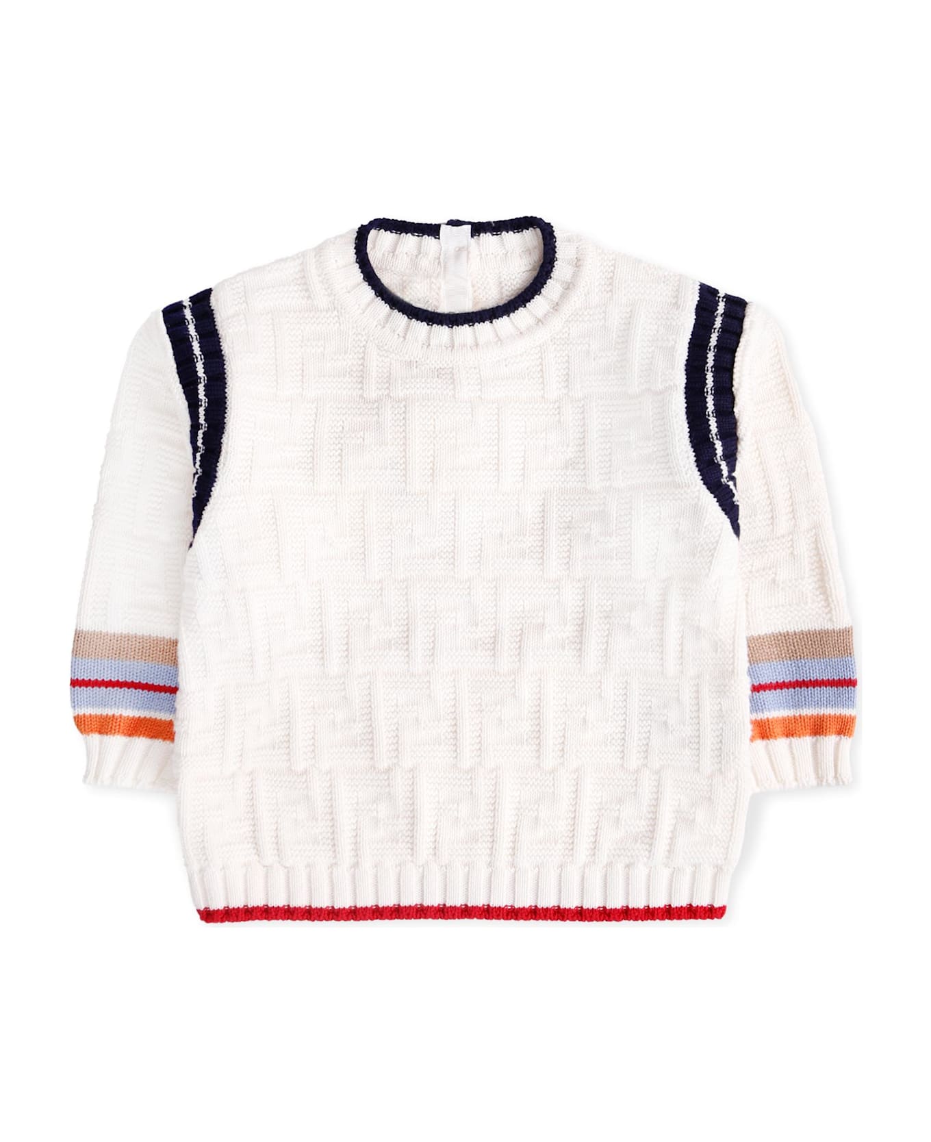 Fendi Ivory Sweater With All-over Ff For Baby - Ivory