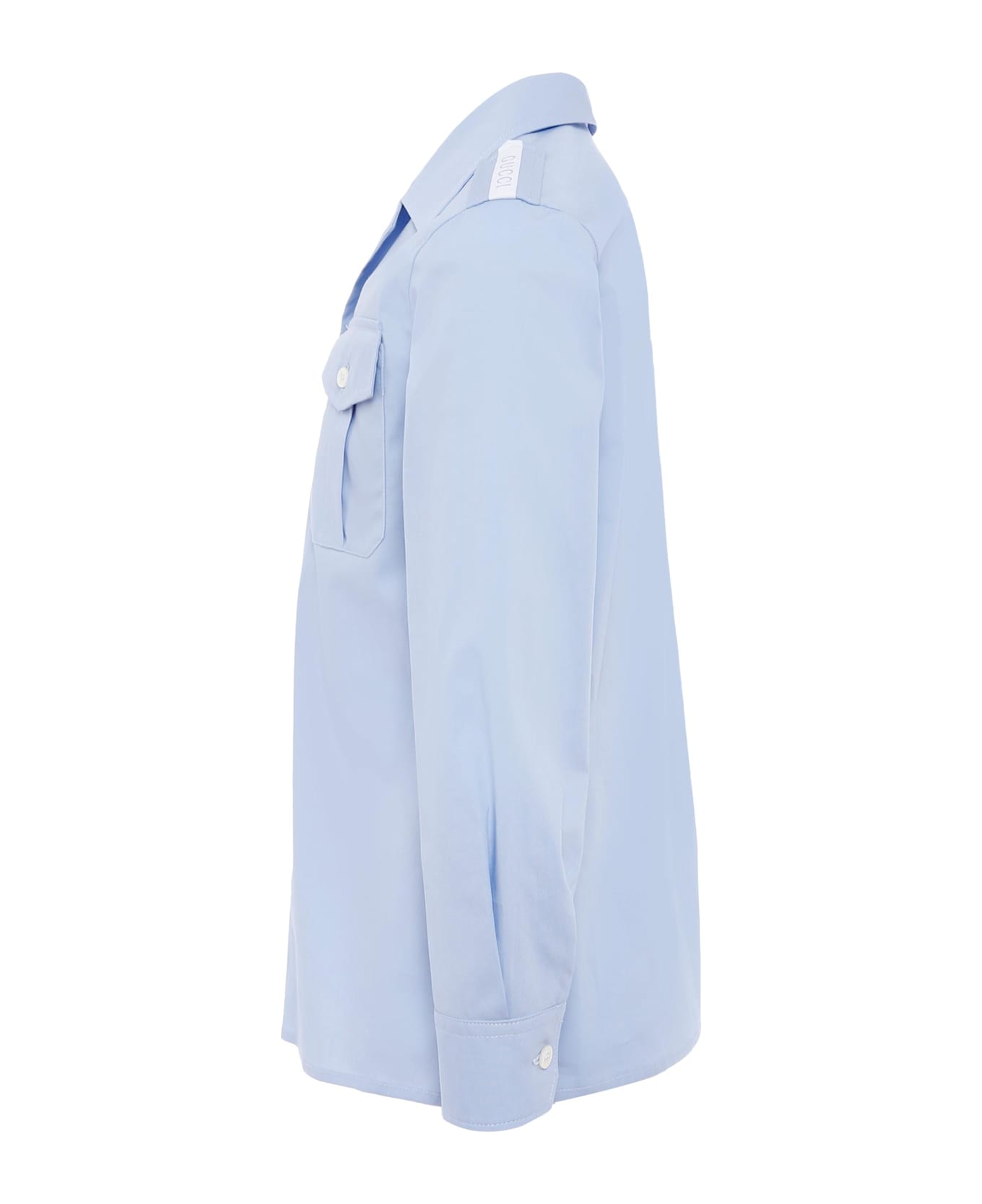 Gucci Light Blue Shirt For Boy With Logo - Light Blue