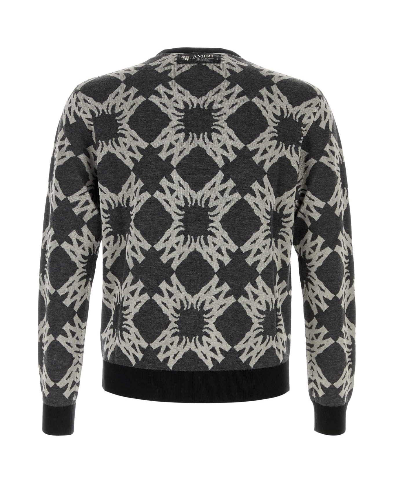 AMIRI Embroidered Wool Blend Sweater - DARKGREY