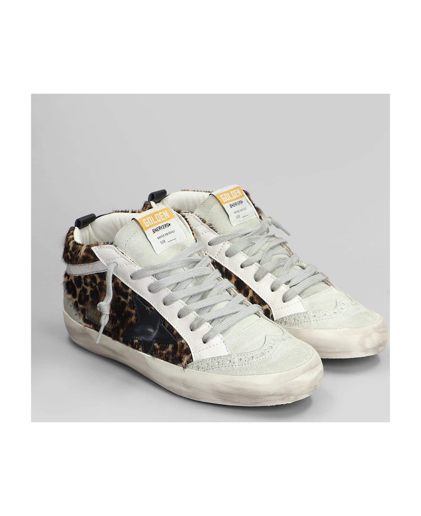 Golden Goose Mid Star Sneakers In Animalier Pony Skin - BEIGE BROWN LEO/ICE/BLACK/SILVER