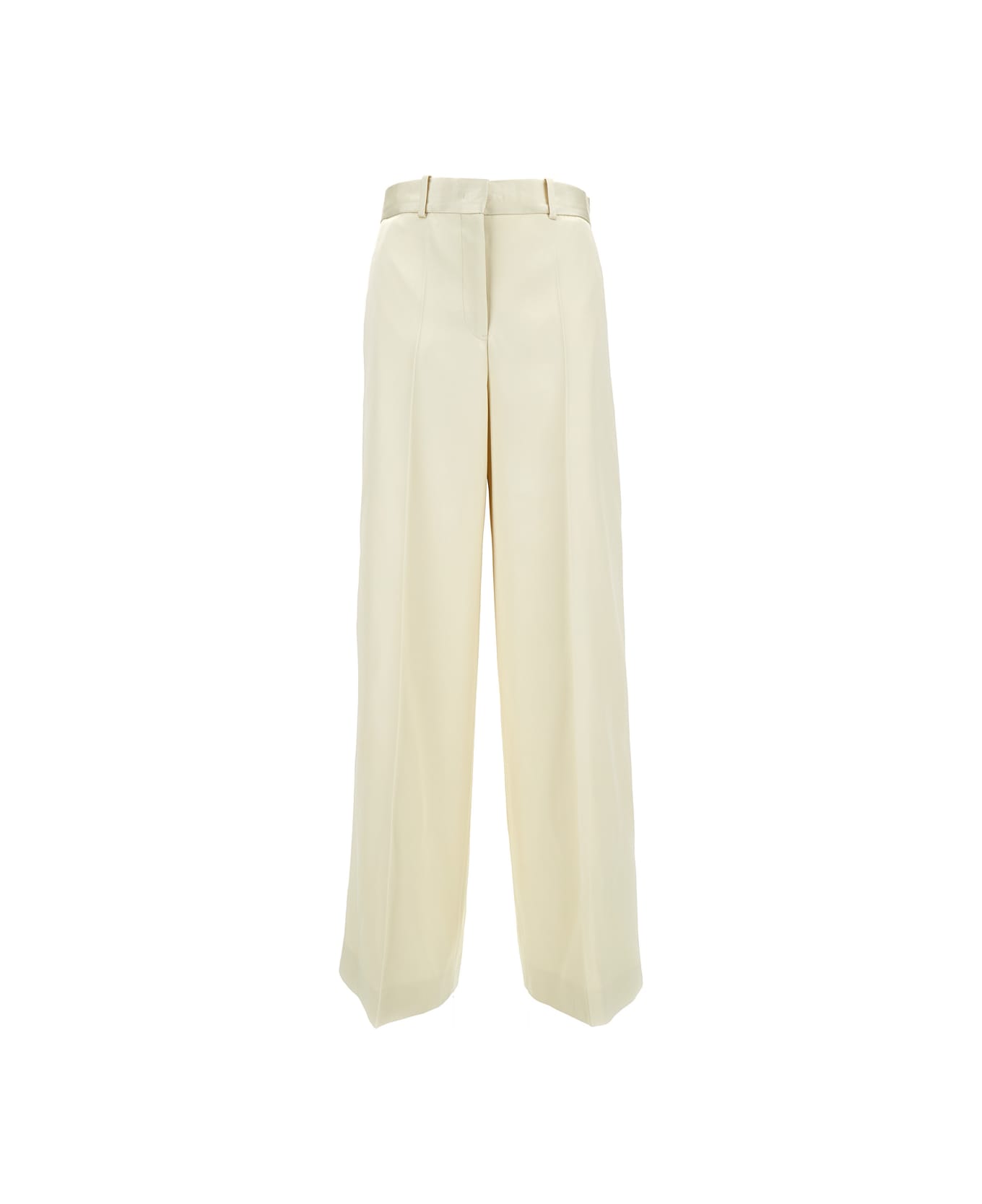 Jil Sander Beige High Waisted Tailoring Pants In Silk Blend Woman - Beige