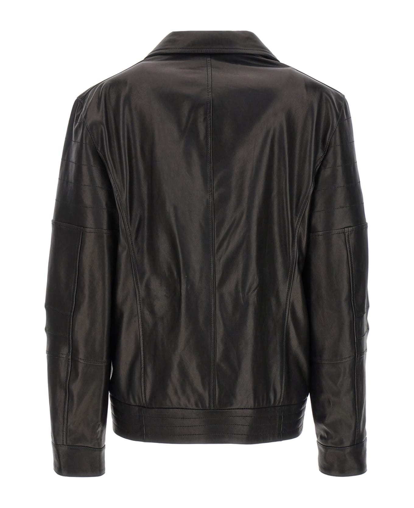 Brunello Cucinelli Leather Biker Jacket - Black