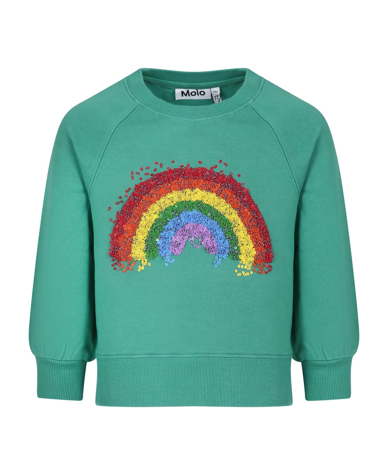 Molo Green Sweatshirt For Girl With Rainbow - Green
