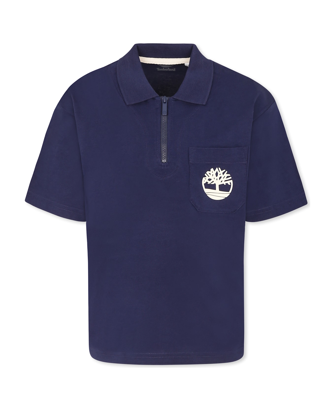 Timberland Blue Polo Shirt For Boy With Tree - Blue
