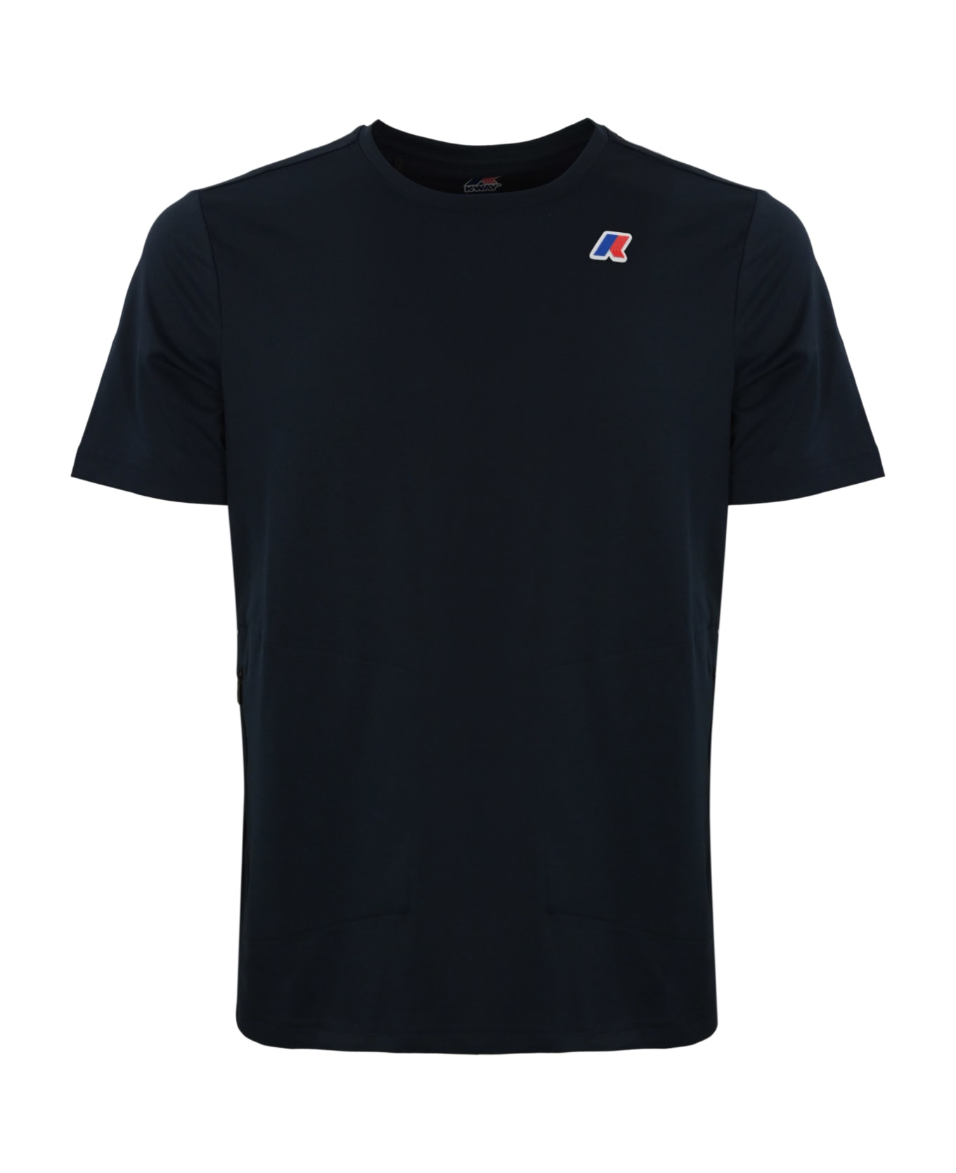 K-Way T-shirt With Logo In Technical Fabric - Blue depth