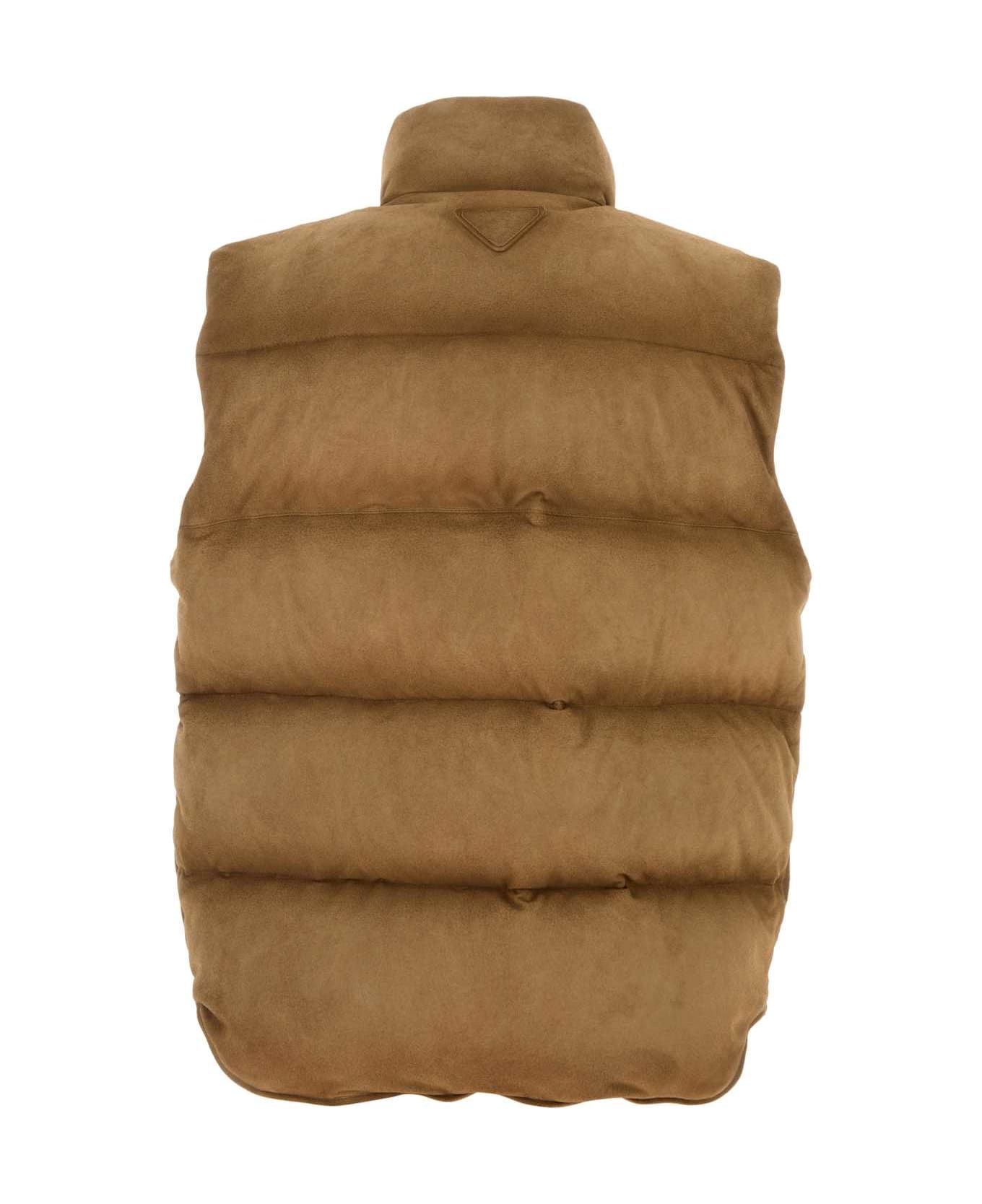 Prada Biscuit Suede Sleeveless Down Jacket - SIGARO ダウンジャケット