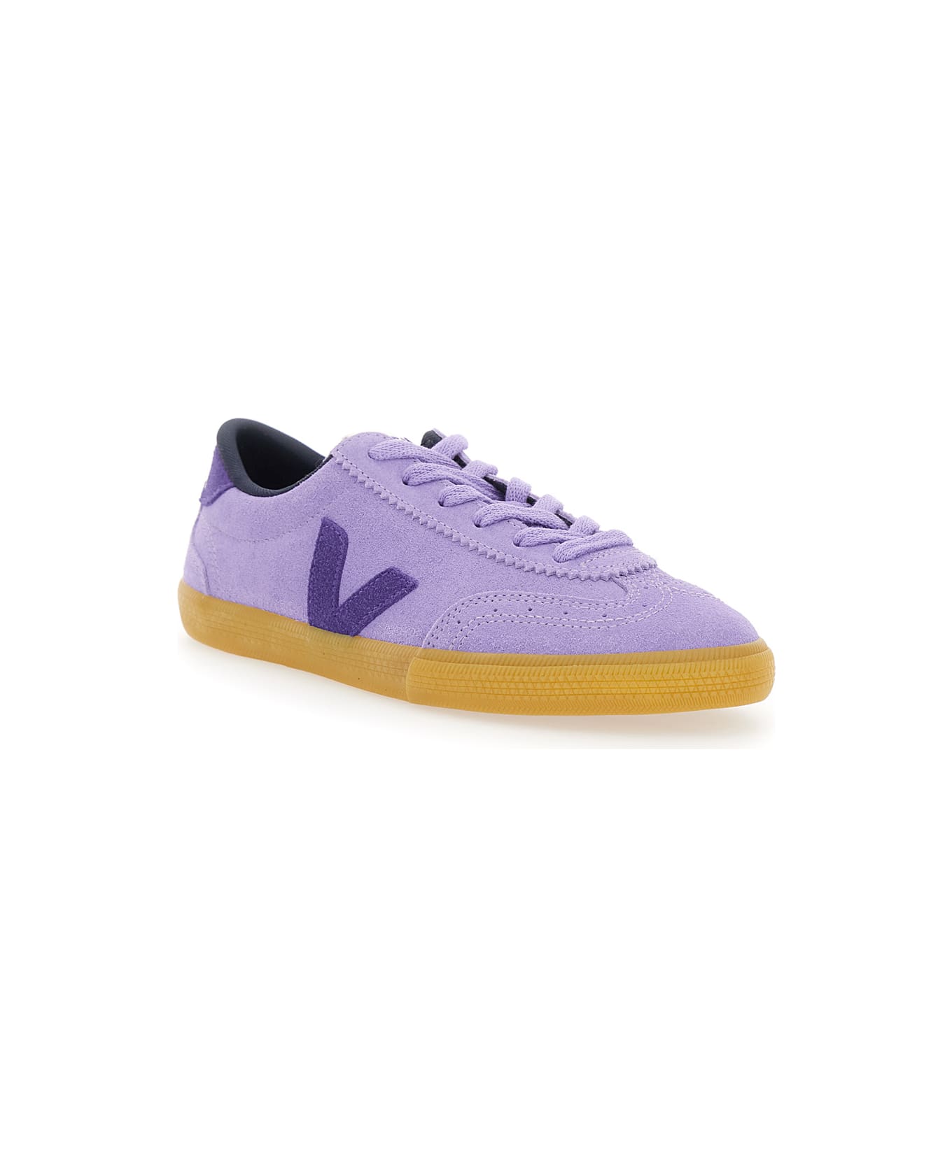 Veja 'volley' Violet Sneaker With Side Logo And Lettering Logo On The Heel In Organic Cotton Unisex - Violet