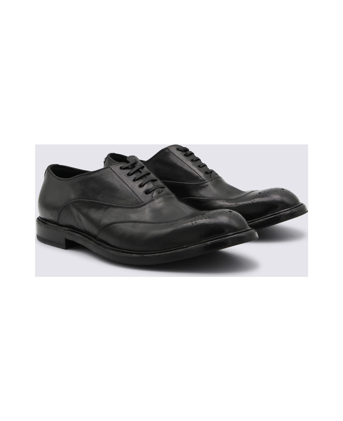 Dolce & Gabbana Black Leather Lace Up Shoes - Black