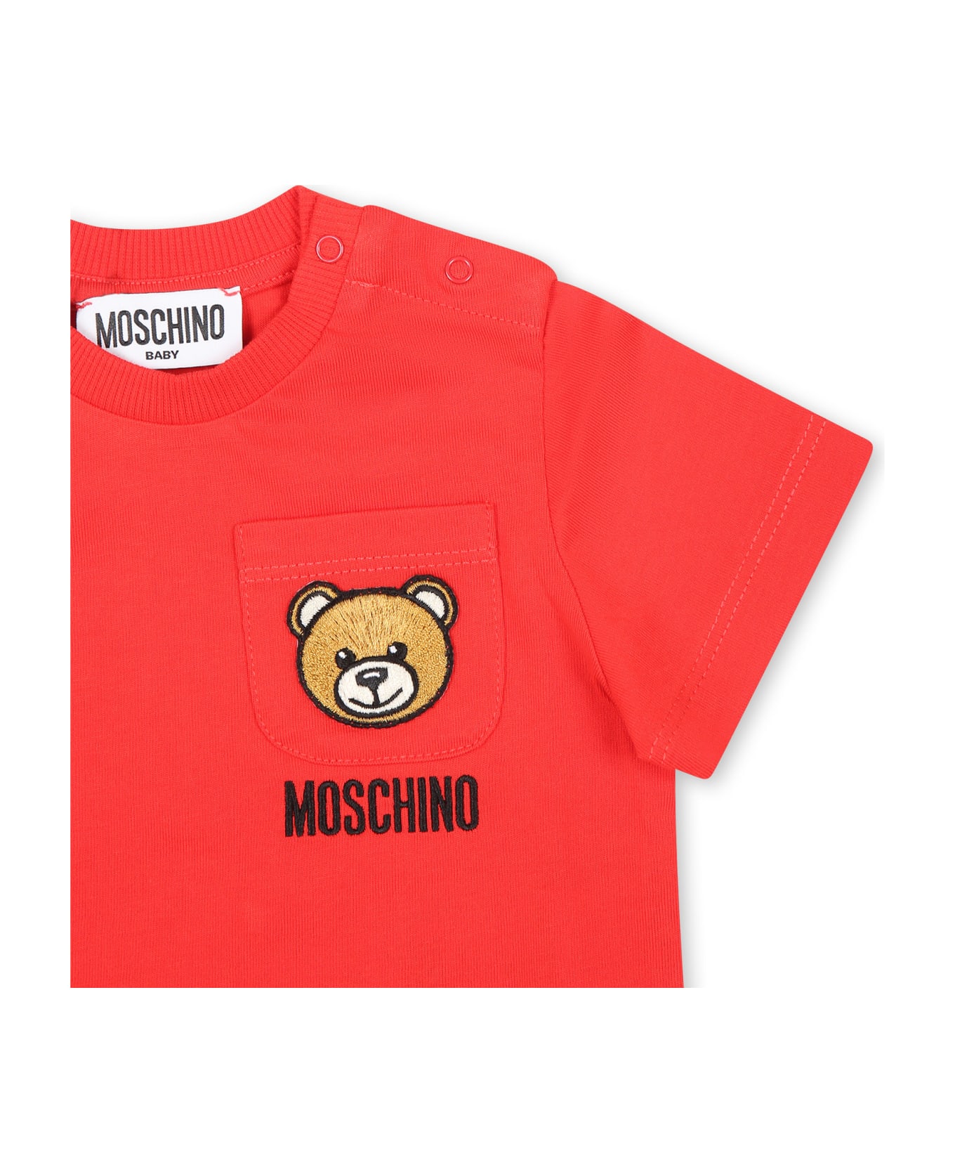 Moschino Red T-shirt For Baby Boy With Teddy Bear - Red