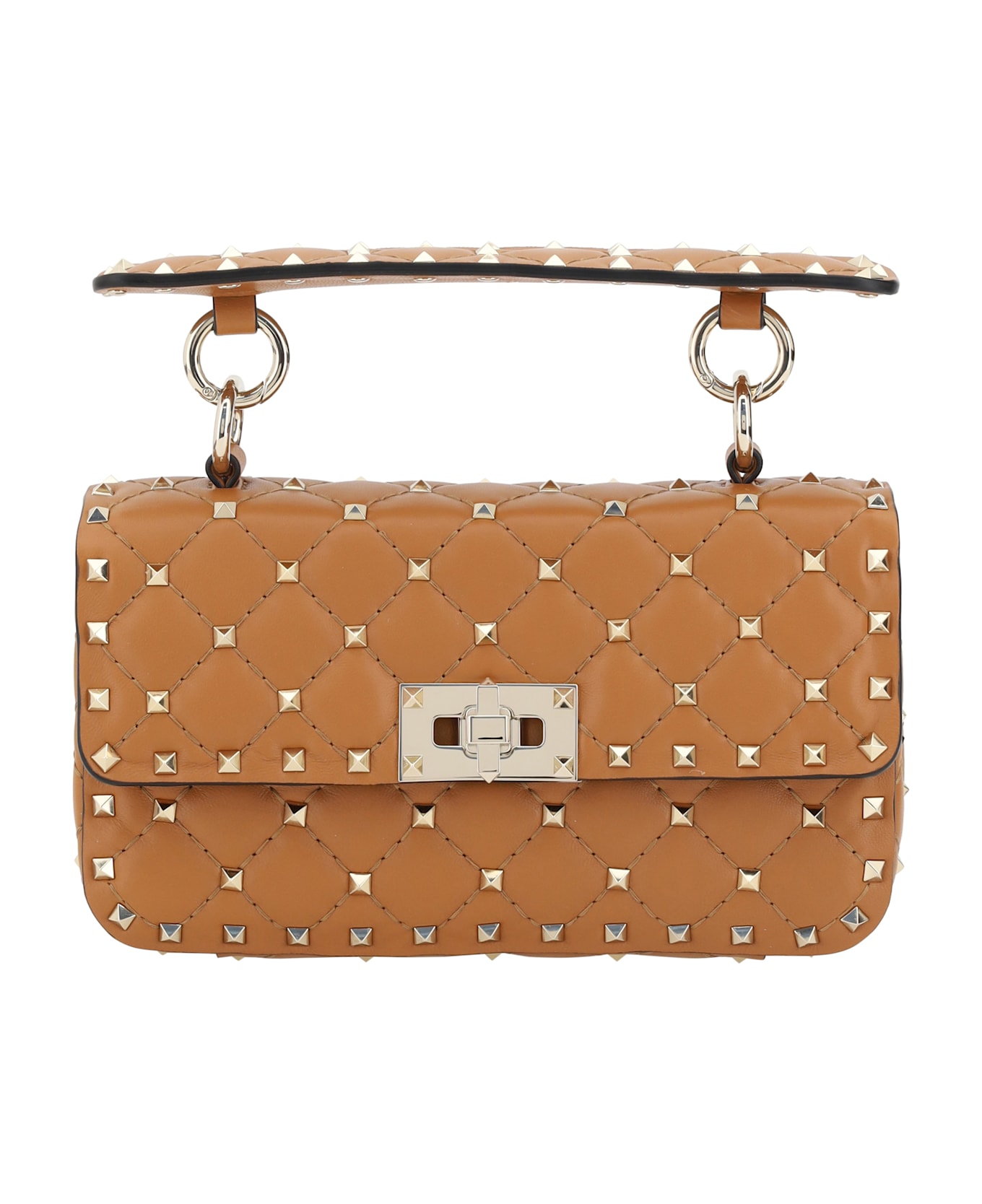 Valentino Garavani Rockstud Spike Small Leather Handbag - Brown