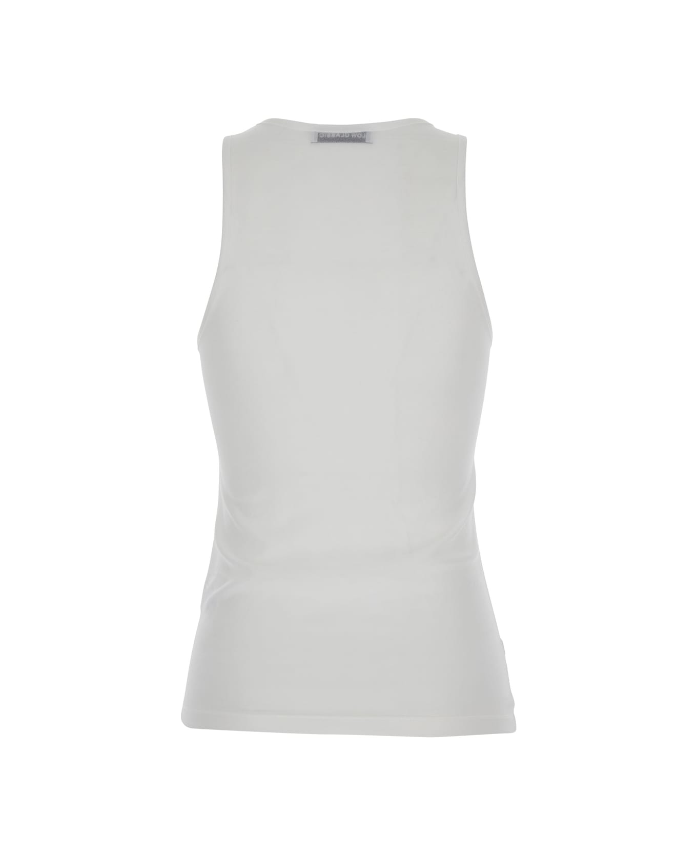 Low Classic 'laid Back' White Sleeveless Top With Round Neck And Print On The Front In Tech Fabric Woman - White