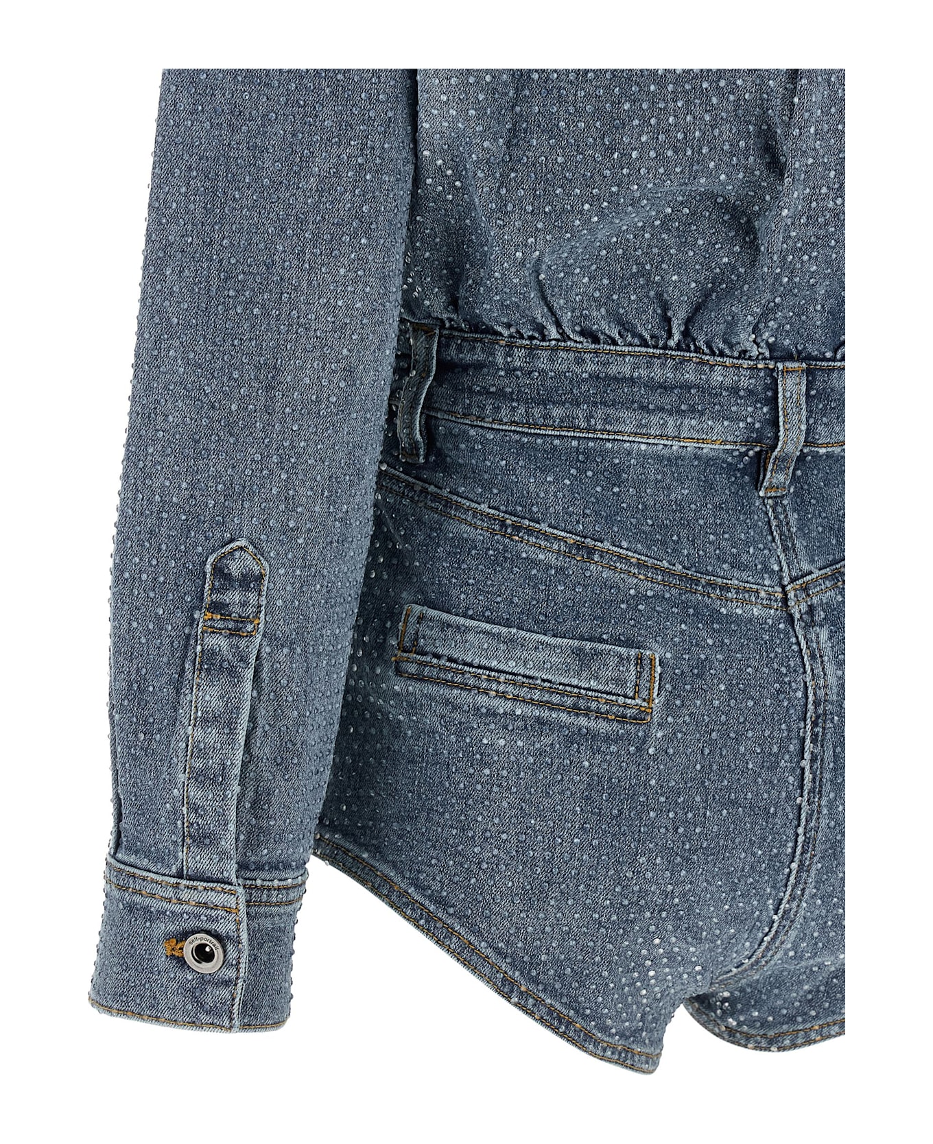 self-portrait 'rhinestone Denim' Jumpsuit - Blue