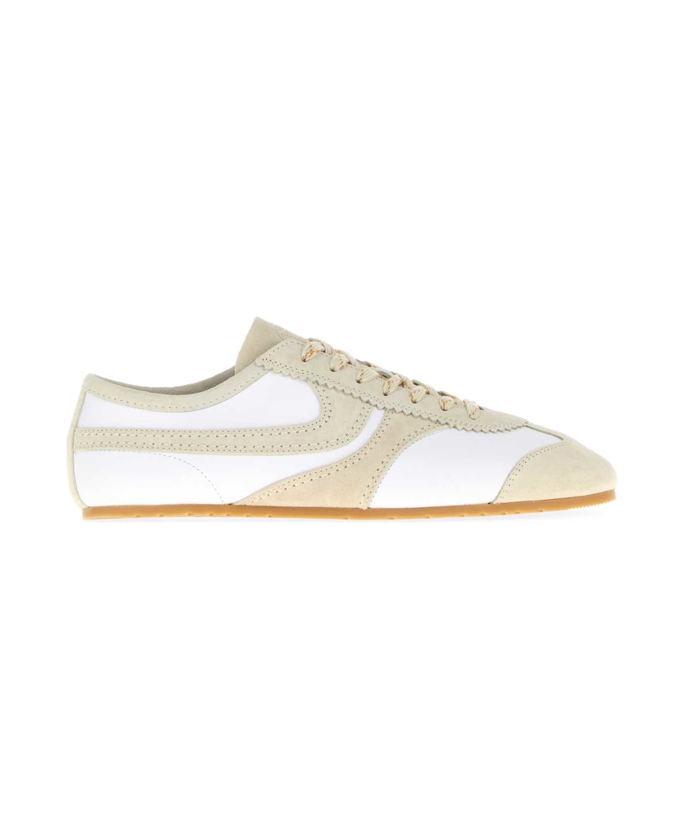 Dries Van Noten Two-tone Leather And Suede Sneakers - White