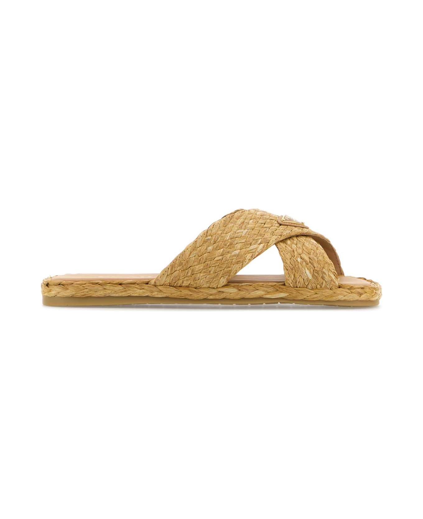 Prada Raffia Slippers - NATURALE