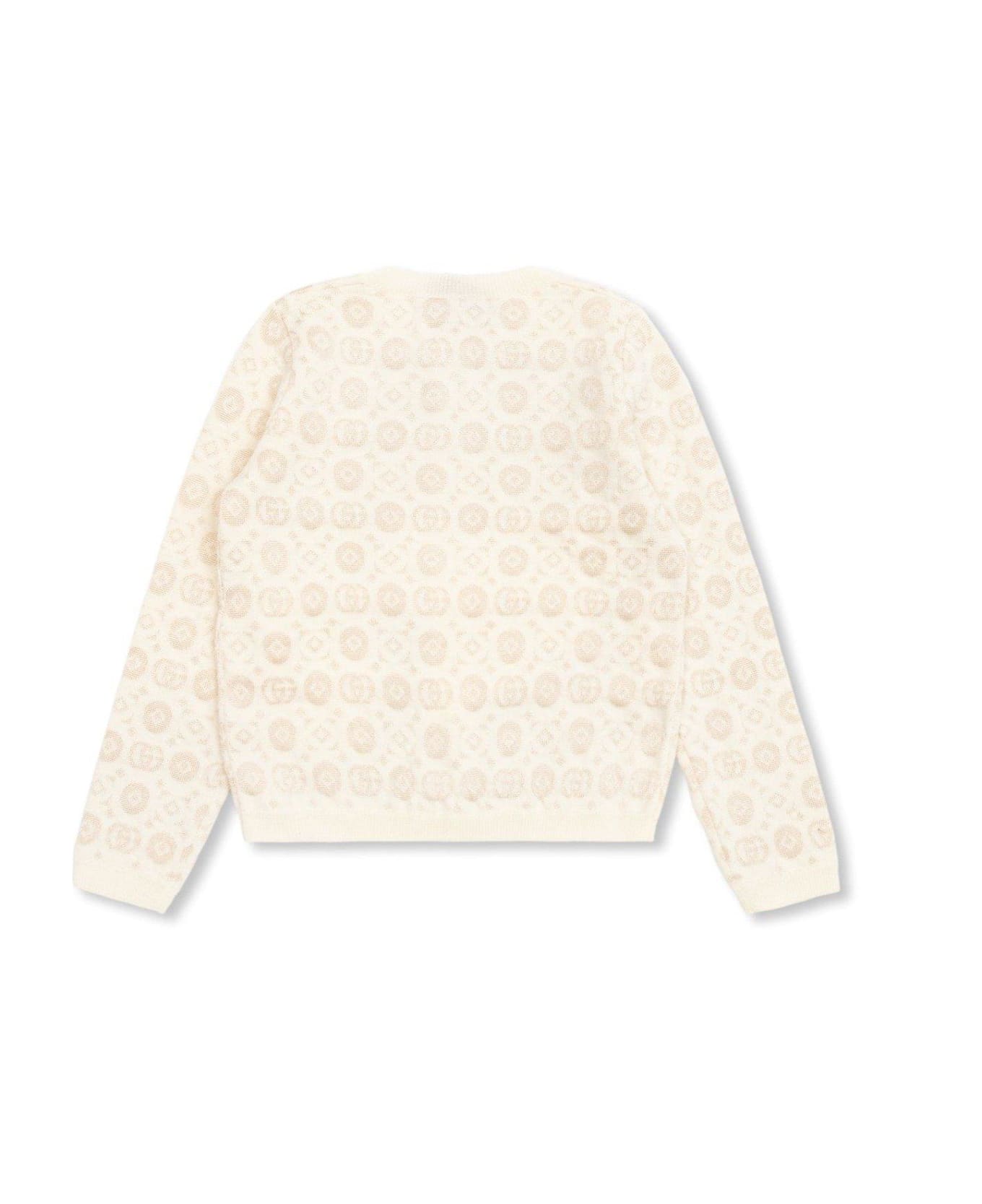 Gucci Double G Jacquard Long-sleeved Cardigan - Bianco ニットウェア＆スウェットシャツ
