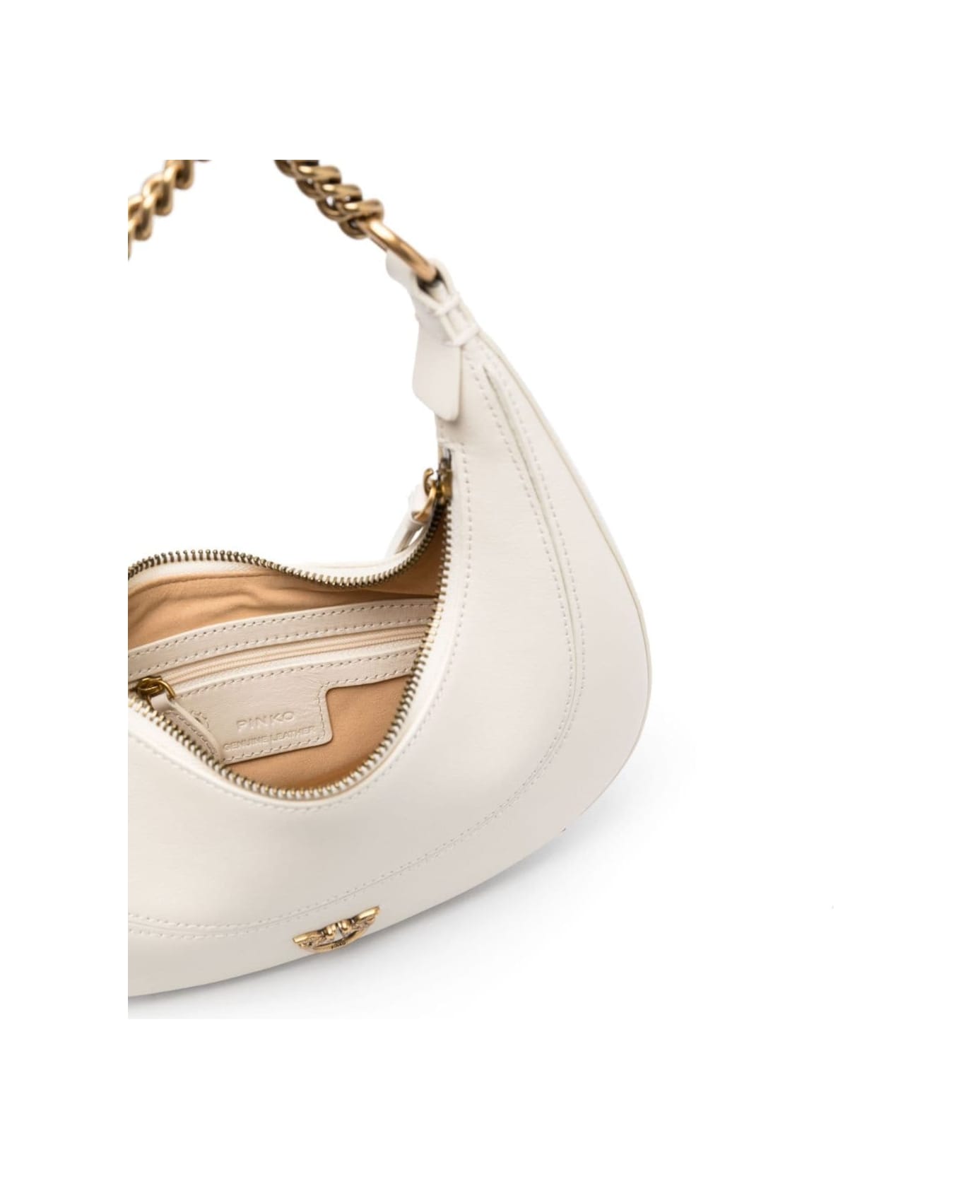 Pinko White 'hobo' Hand Bag With Aged-gold Details In Leather Woman - White