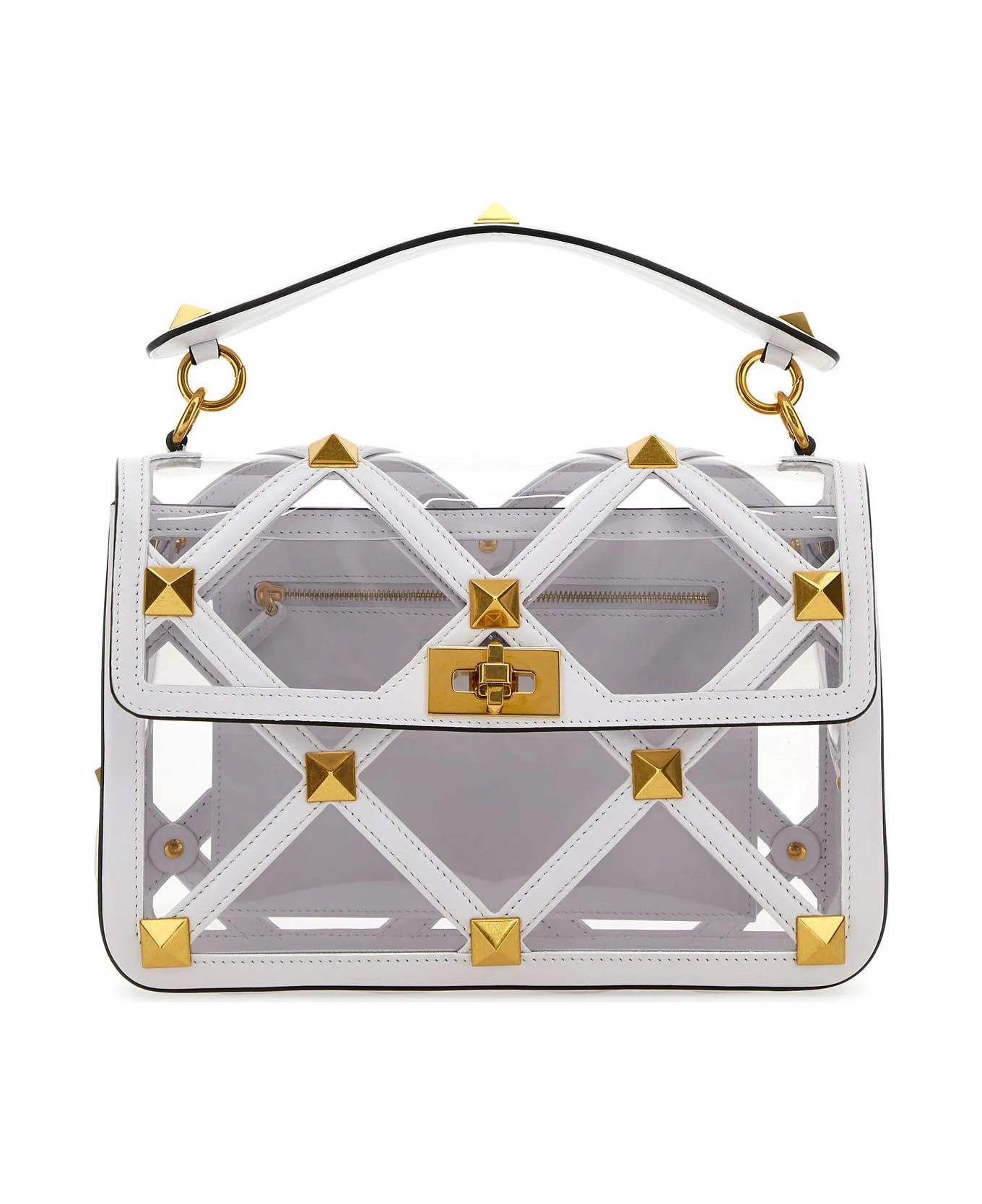 【関税&送料込】Valentino Garavani White Polymeric Material Valentino Garavani Polymeric Material And Leather Large