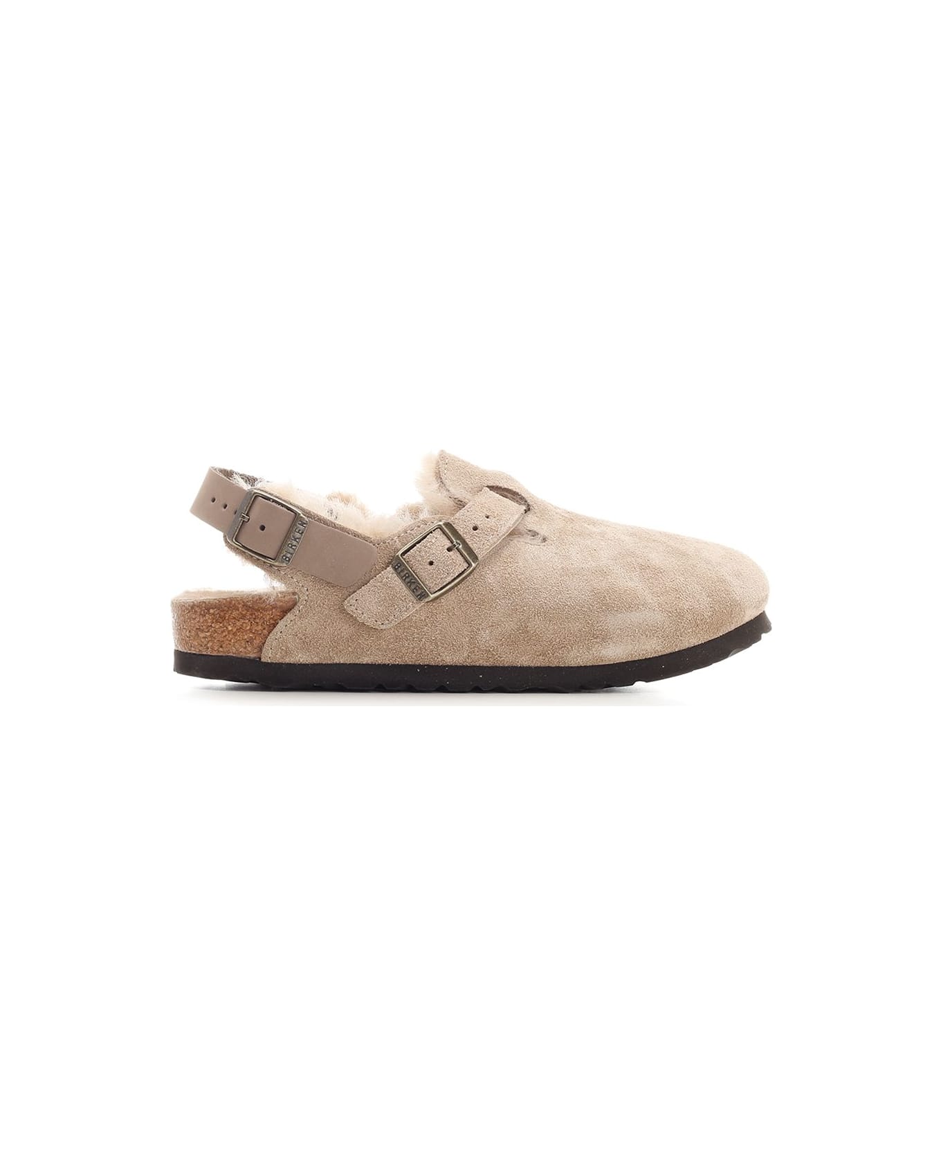 Birkenstock Taupe Tokio Flat Shoes - Beige