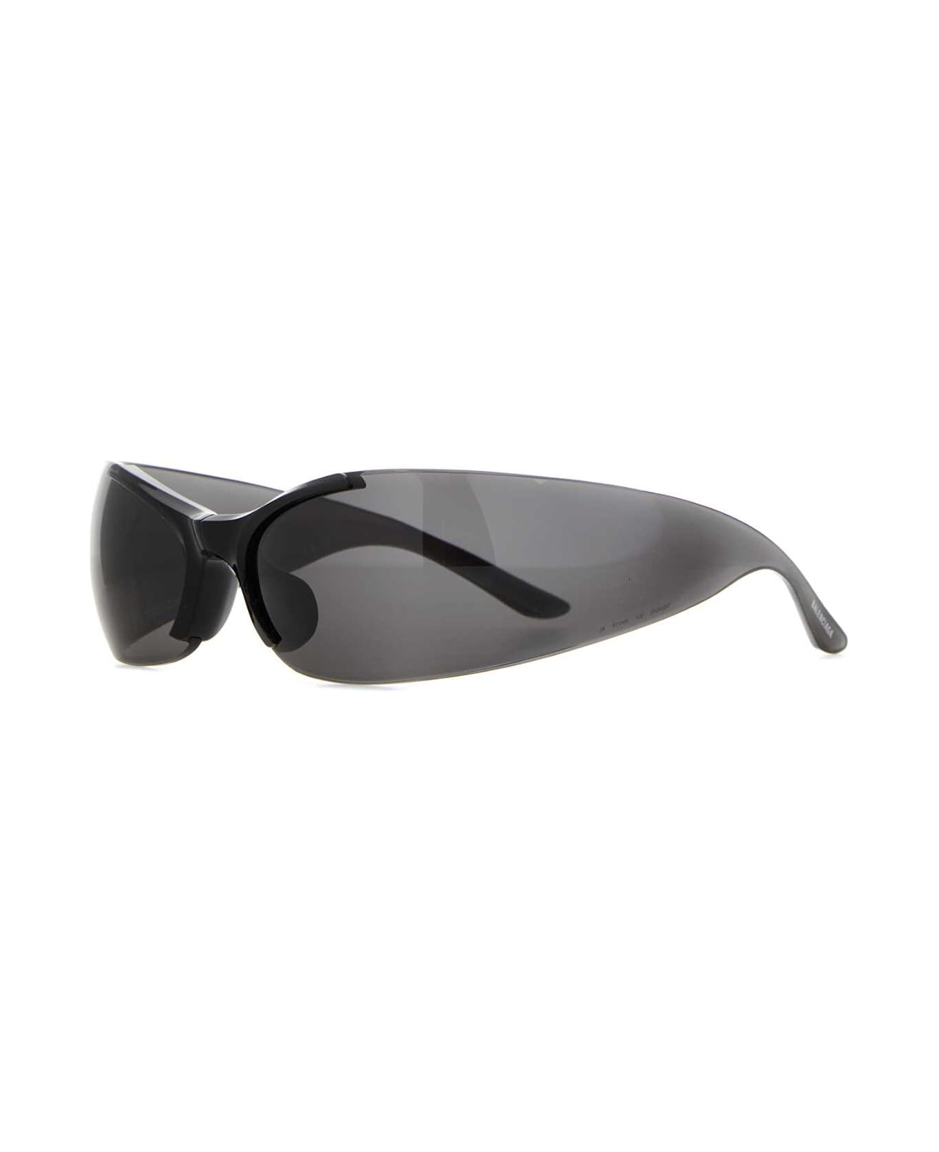 Balenciaga Black Nylon Afterhour Oval Sunglasses - Black