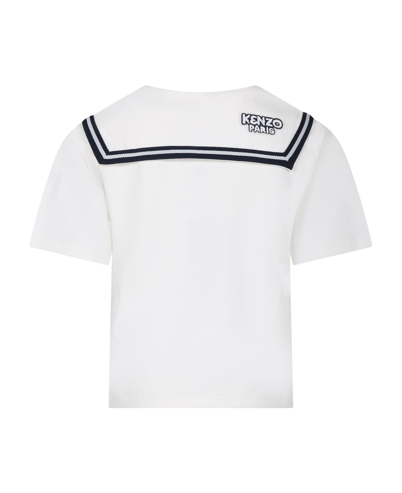 Kenzo Kids Ivory T-shirt For Boy With Logo Patch - Ivory