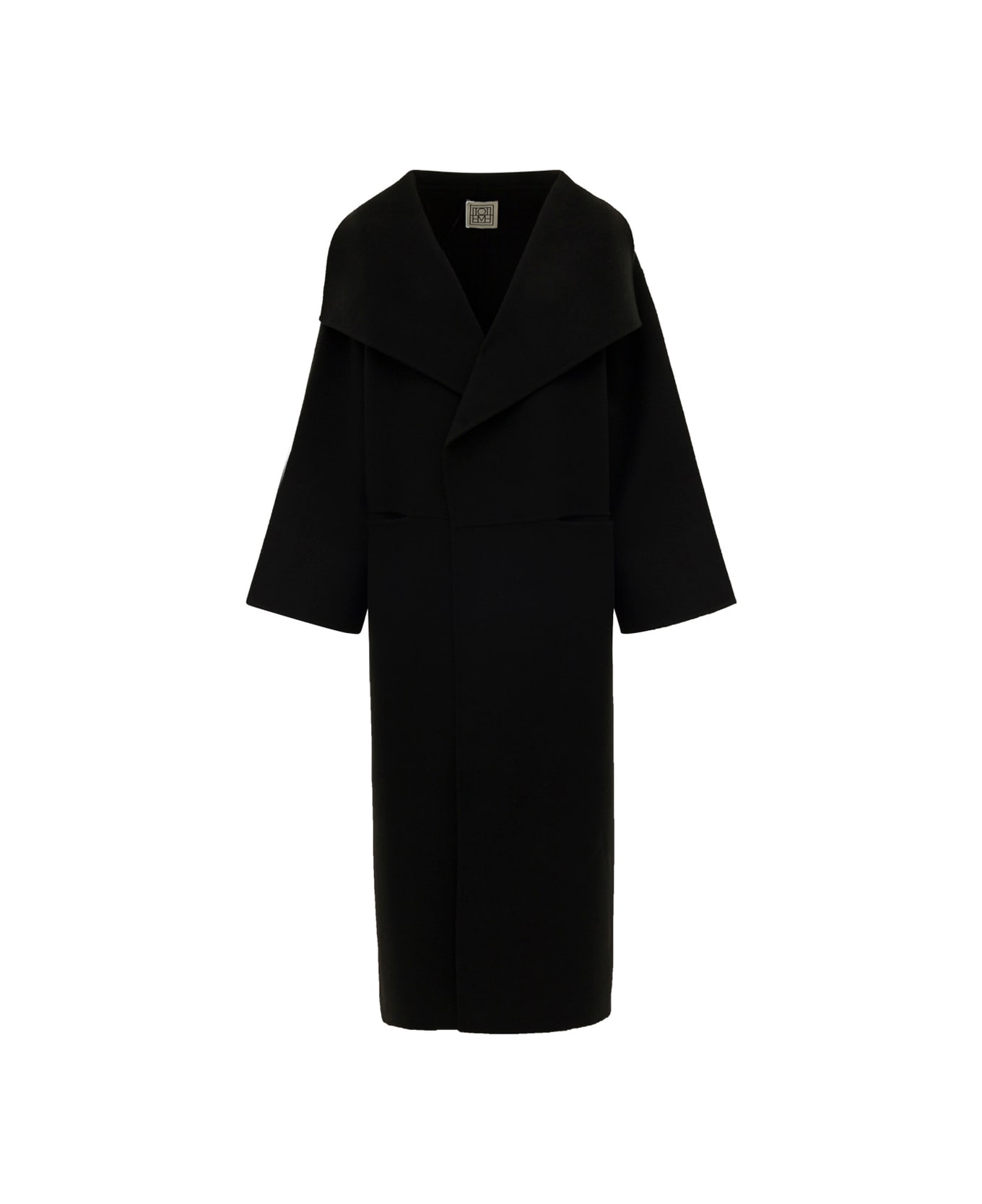 Totême Black Oversize Coat With Shawl Lapels In Wool And Cashmere Woman Toteme - Black