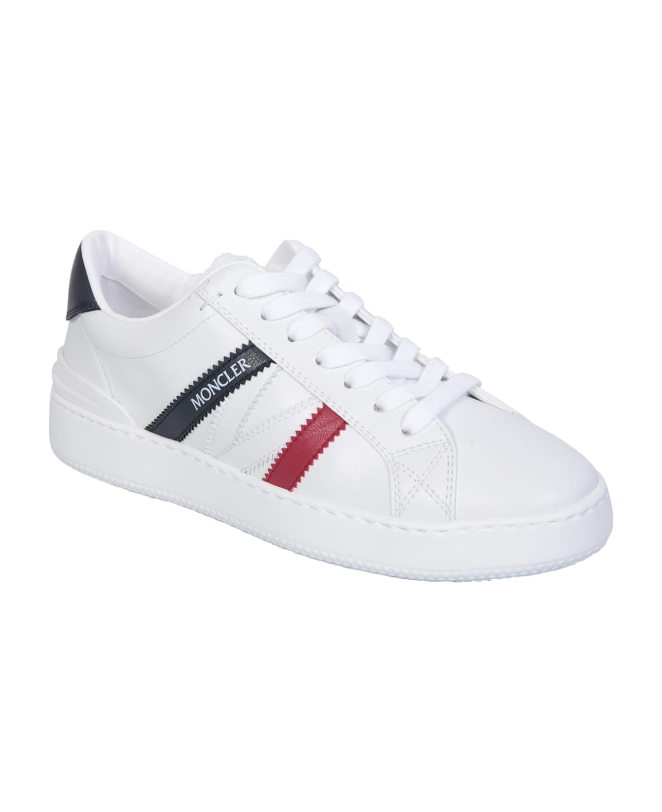 Moncler Monaco M Sneakers In White, Blue And Red - White スニーカー