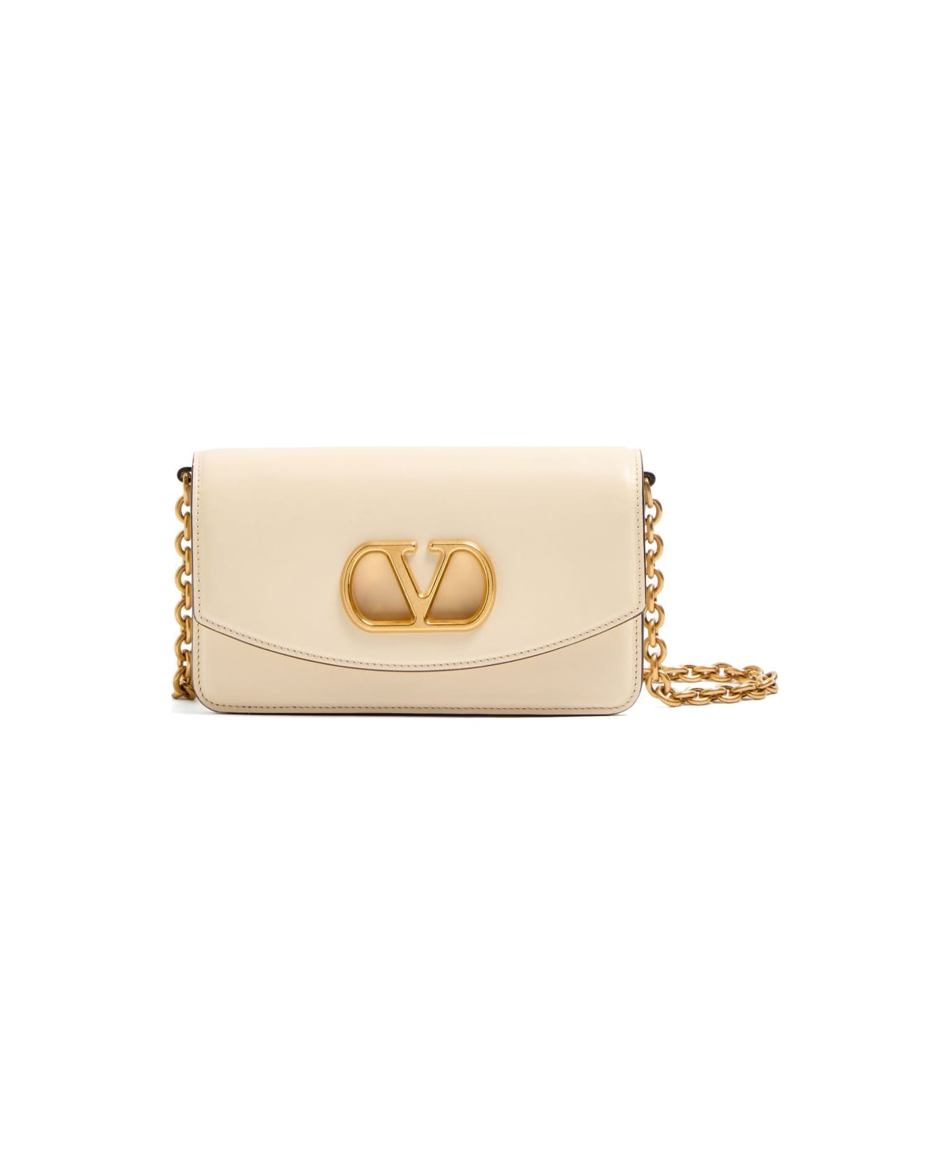 Valentino Garavani Vain Small Leather Clutch - White