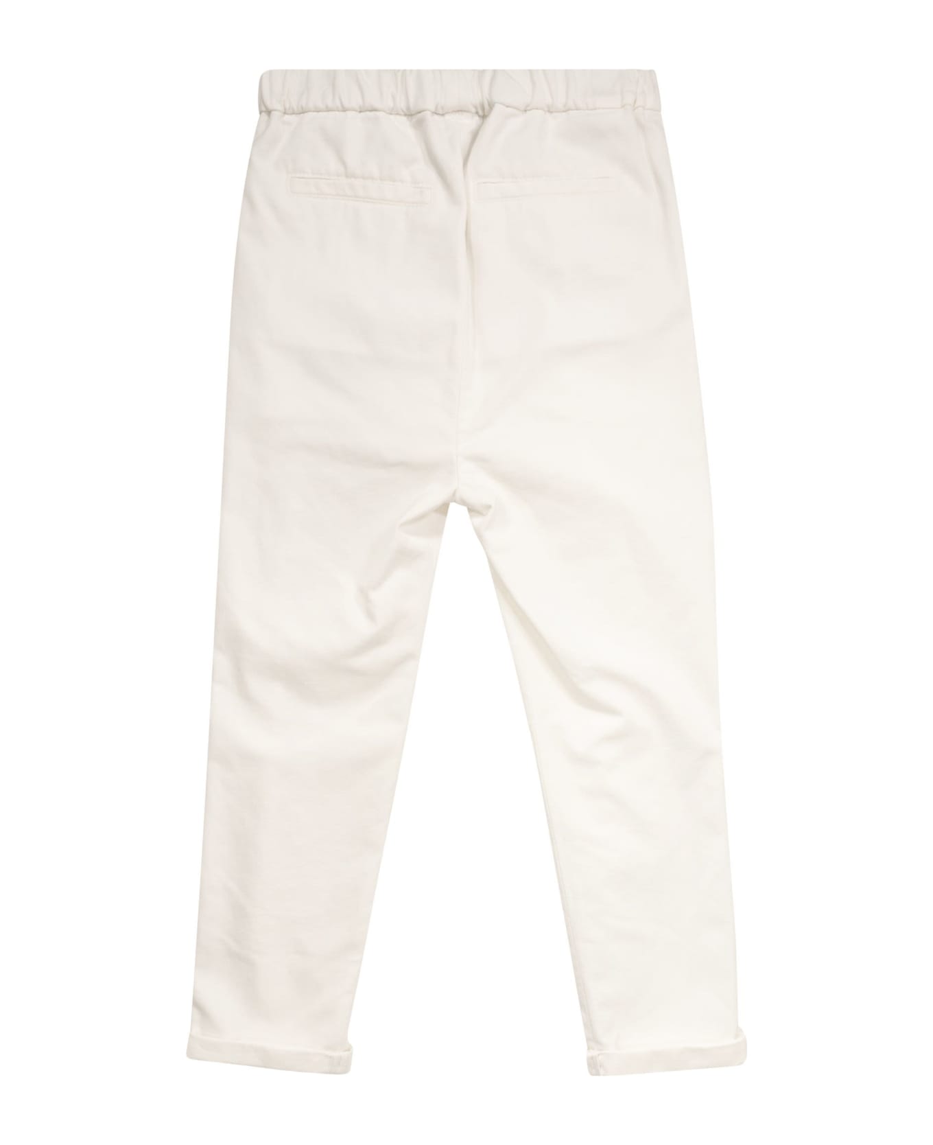 Brunello Cucinelli Garment-dyed Twisted Cotton Gabardine Pants With Drawstrings - White