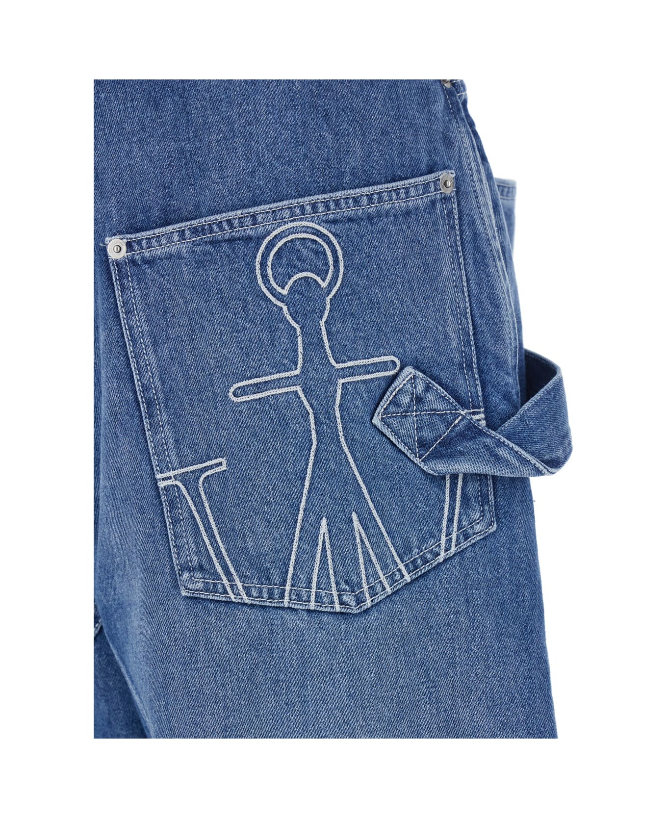 J.W. Anderson Light Blue Jeans With Twisted Design And One Front Patch Pocket In Denim Man - Light Blue