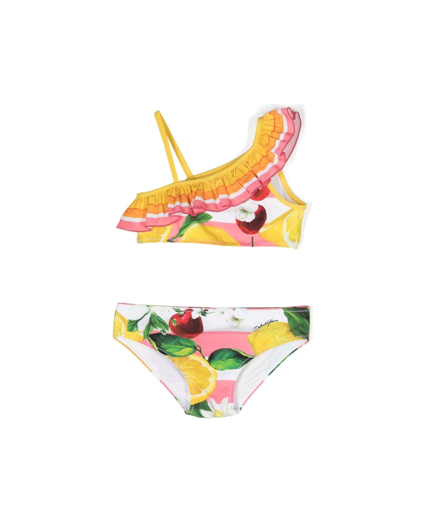 Dolce & Gabbana Stretch Fabric Bikini With Lemon And Cherry Print - Multicolour